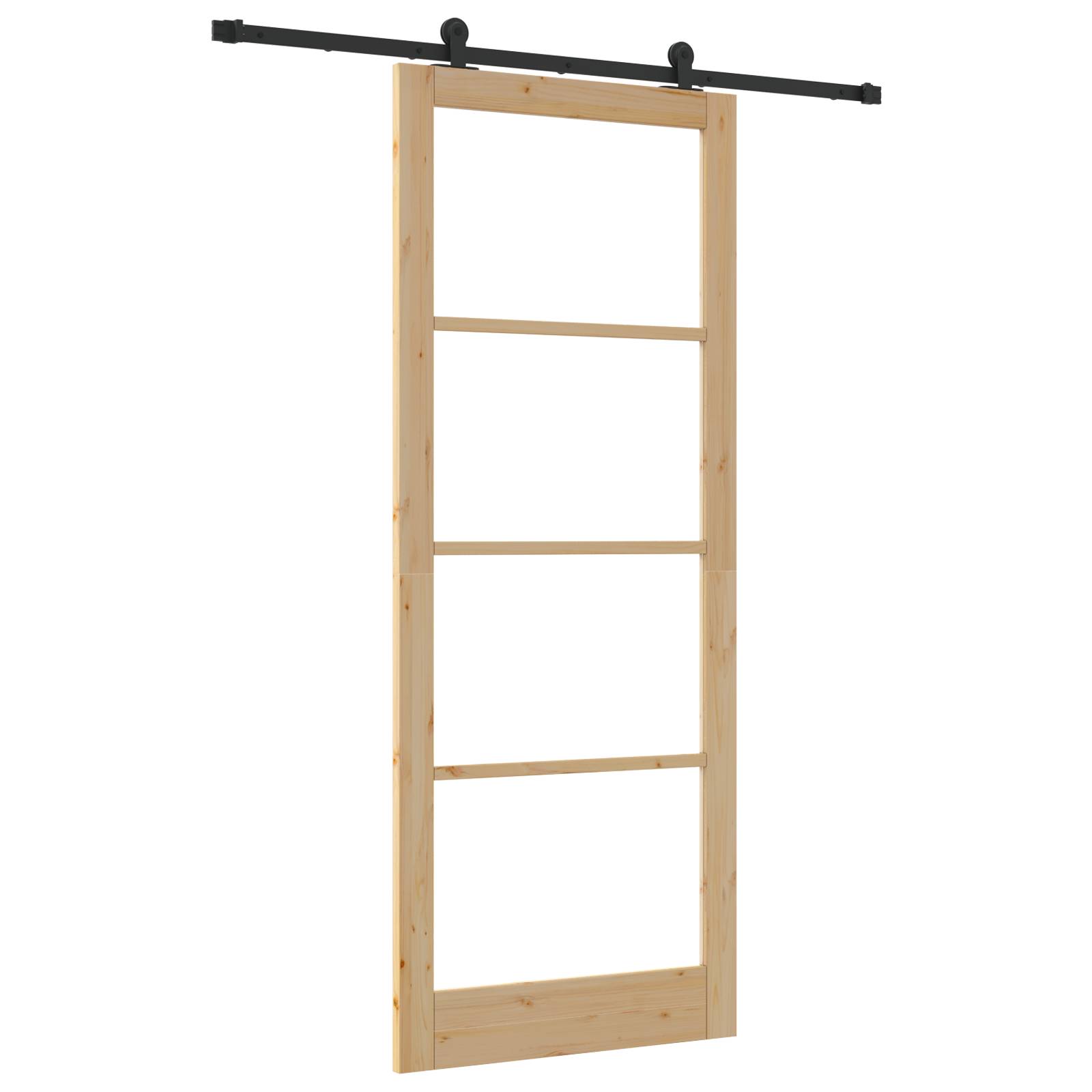 vidaXL Schiebetür mit Hardware Set 'ORKDAL'Massivholz & Glas