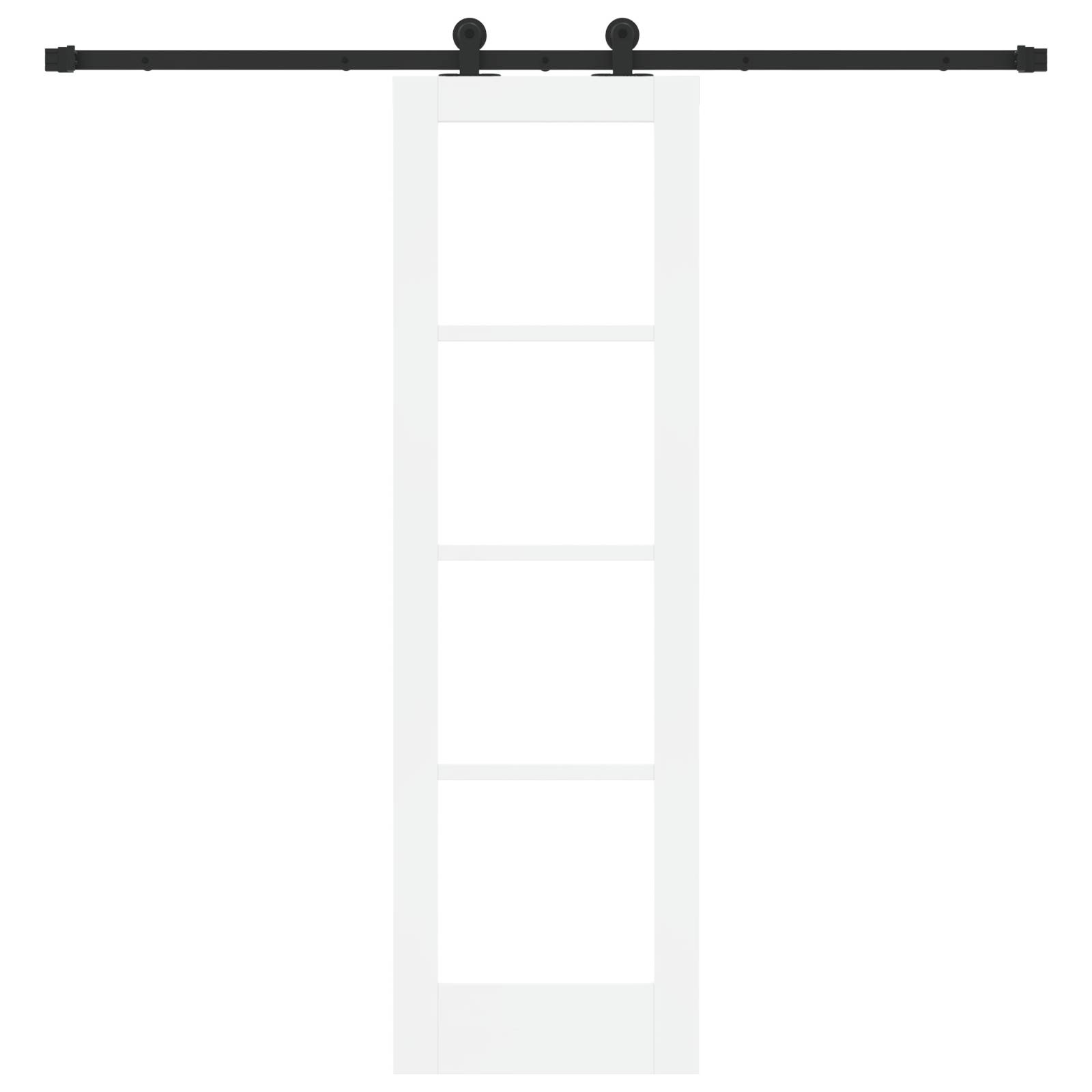vidaXL Schiebetür mit Hardware-Set 'ORKDAL'Weißes Massivholz & Glas