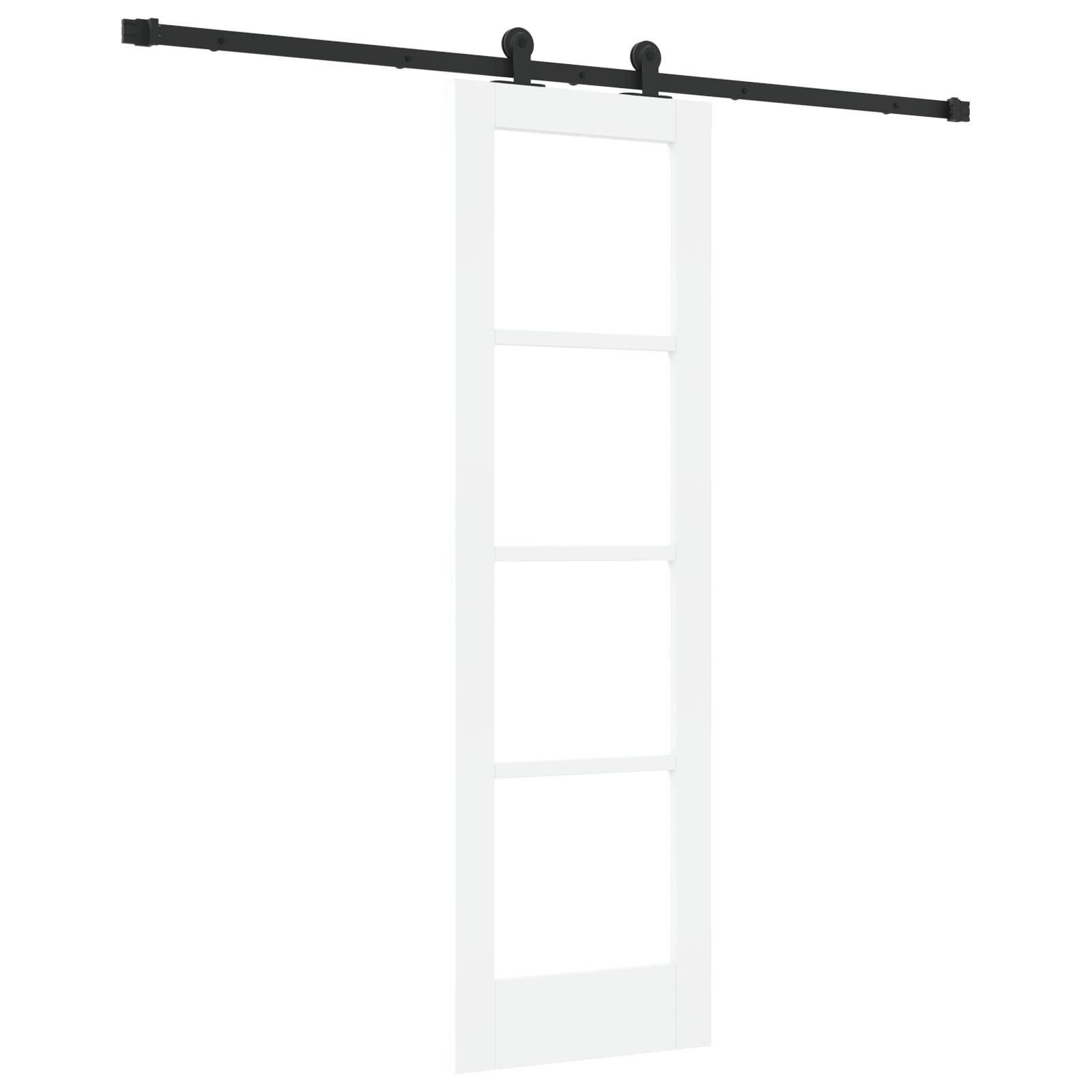 vidaXL Schiebetür mit Hardware-Set 'ORKDAL'Weißes Massivholz & Glas