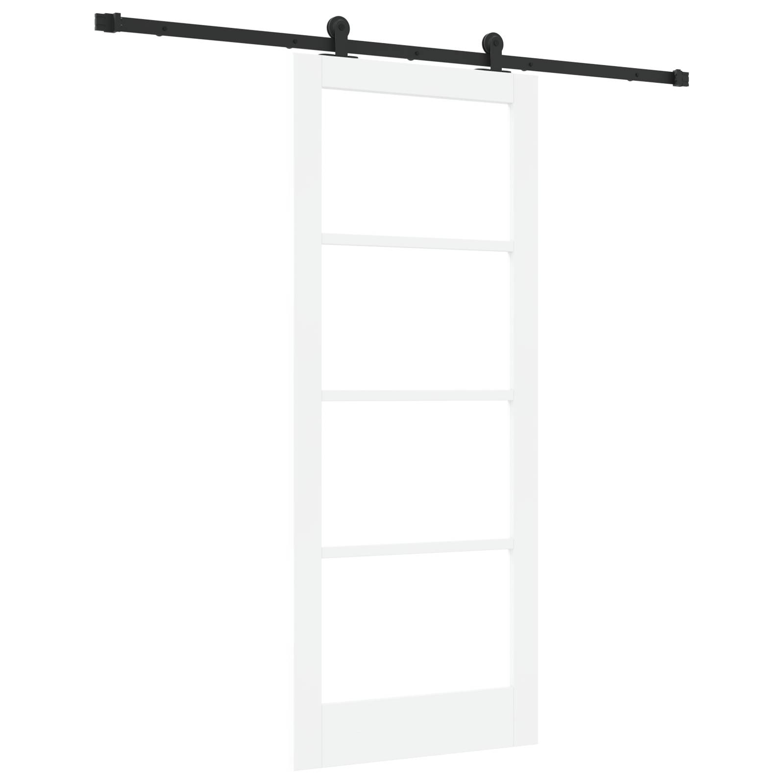 vidaXL Schiebetür mit Hardware-Set 'ORKDAL'Weiße Massivholz & Glas