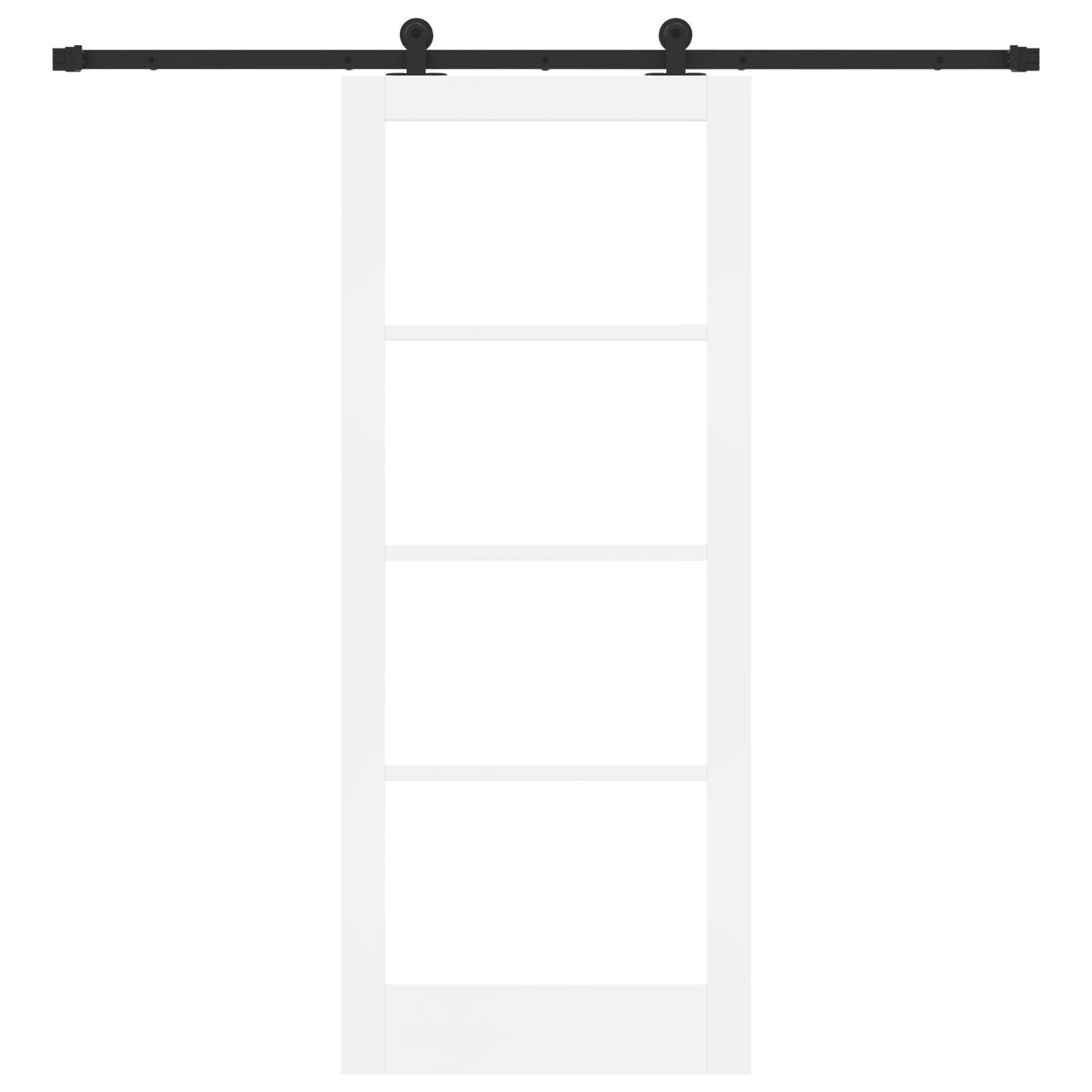 vidaXL Schiebetür mit Hardware-Set 'ORKDAL'Weiße Massivholz & Glas