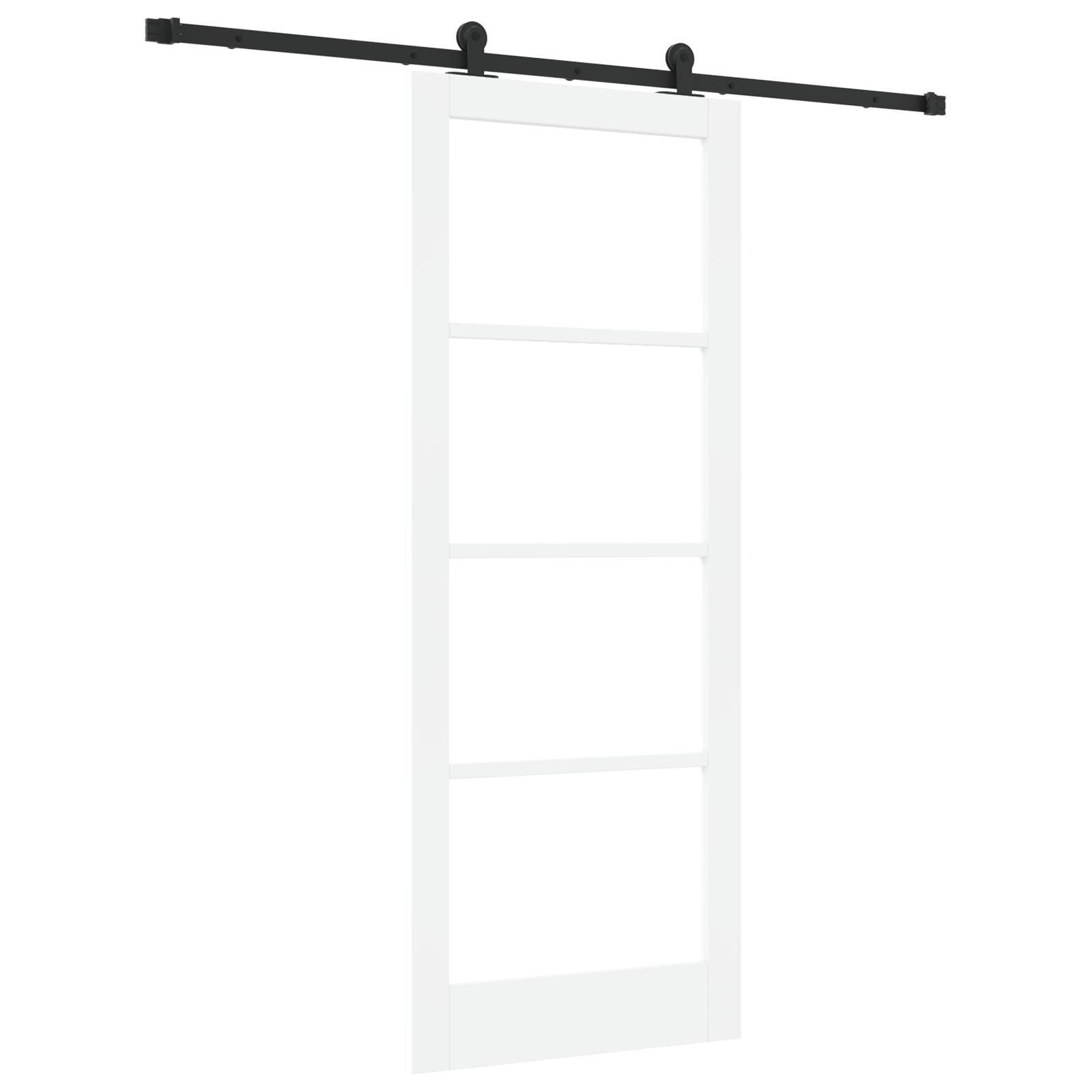 vidaXL Schiebetür mit Hardware Set 'ORKDAL'Weiß Massivholz & Glas