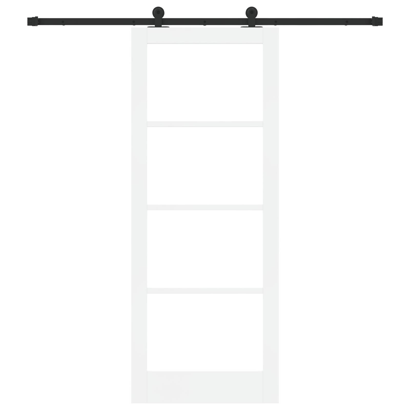 vidaXL Schiebetür mit Hardware Set 'ORKDAL'Weiß Massivholz & Glas