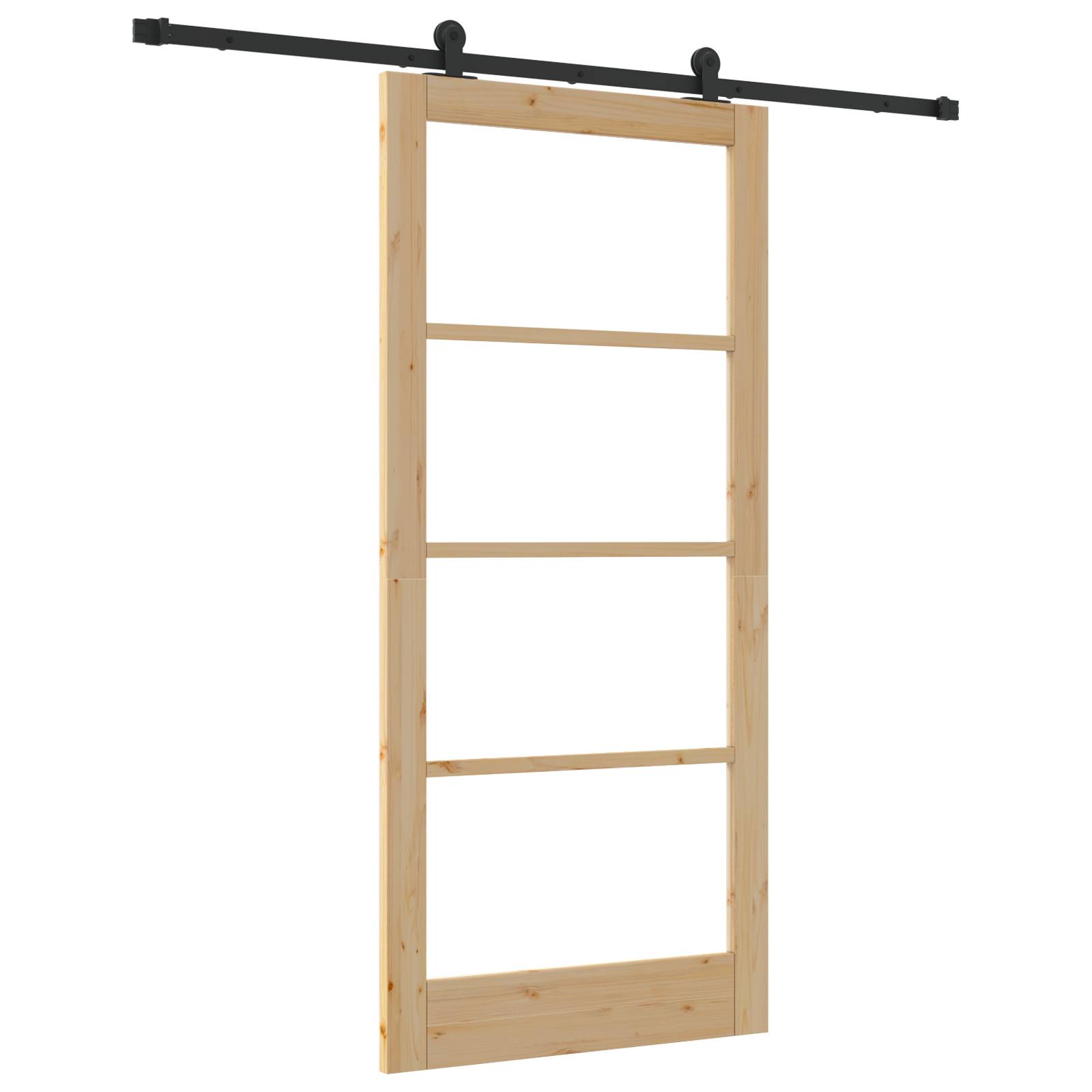 vidaXL Schiebetür mit Hardware-Set 'ORKDAL'Massivholz & Glas