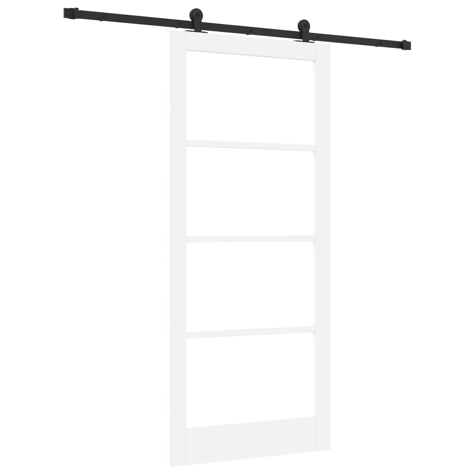 vidaXL Schiebetür mit Beschlägen 'ORKDAL'Weiß Massivholz & Glas