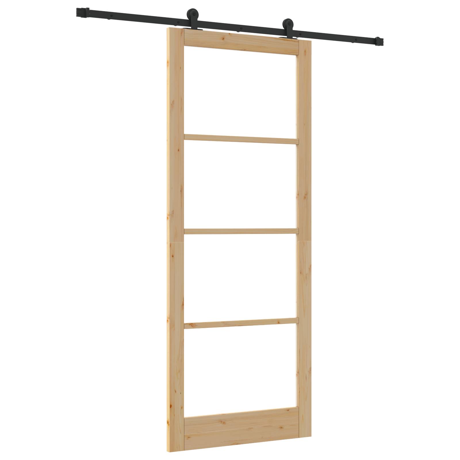 vidaXL Schiebetür mit Hardware-Set 'ORKDAL'Massivholz & Glas
