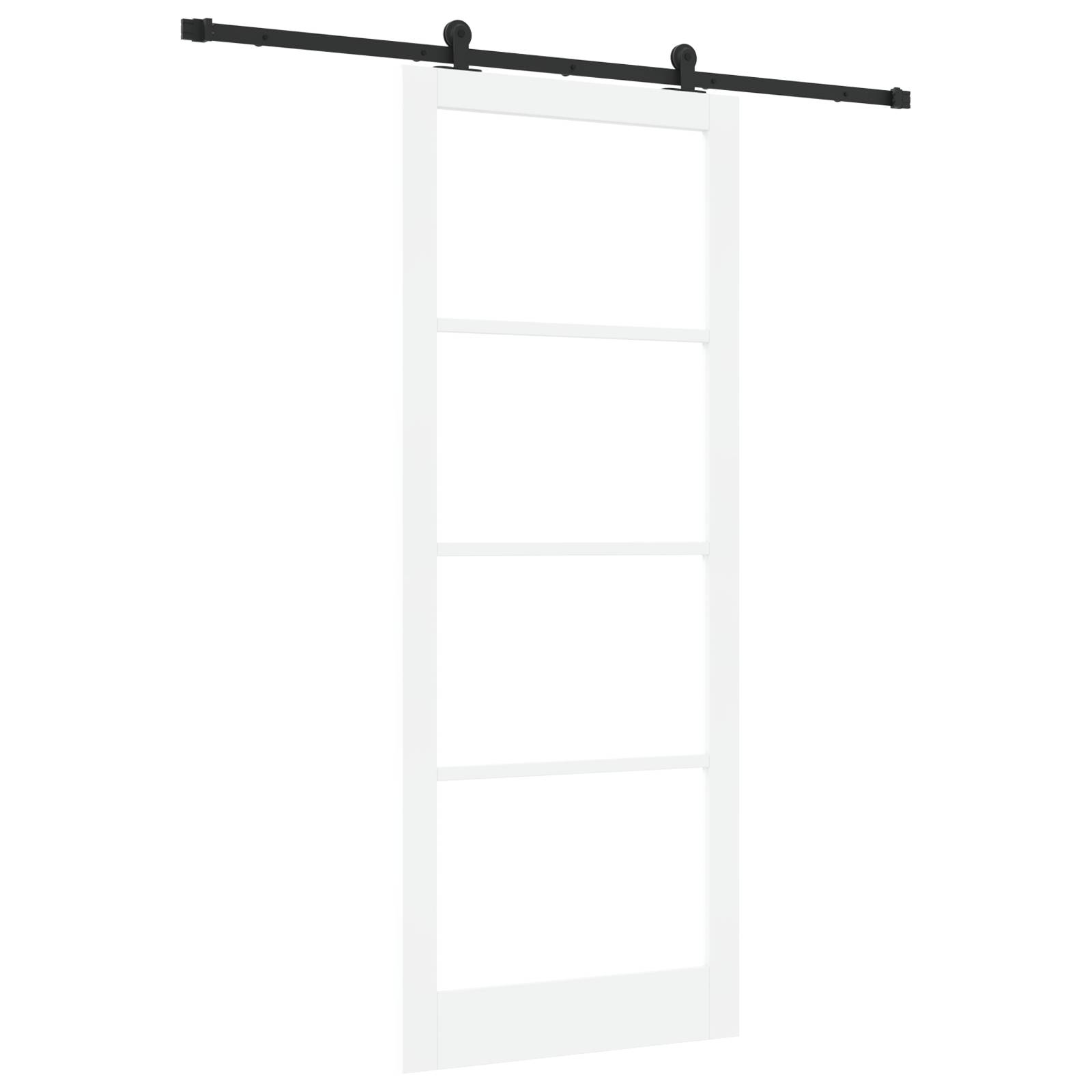 vidaXL Schiebetür mit Hardware-Set 'ORKDAL'Weiß Vollholz & Glas