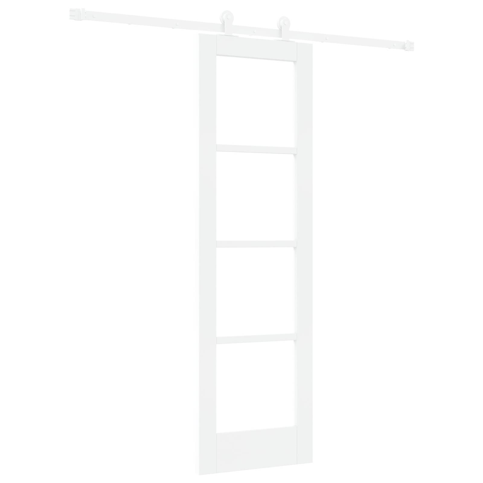 vidaXL Schiebetür mit Hardware-Set 'ORKDAL'Weiße Massivholz & Glas