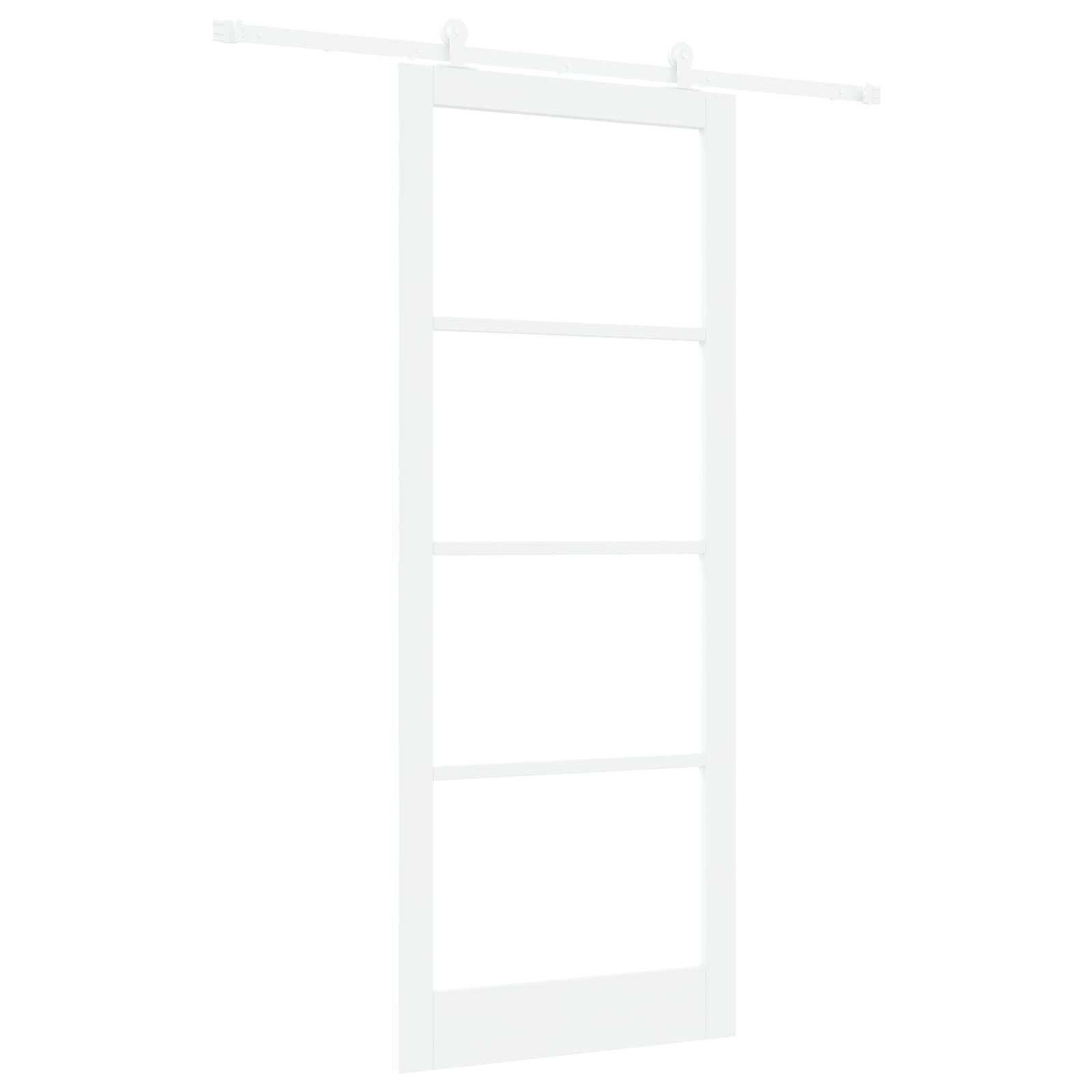 vidaXL Schiebetür mit Beschlägen 'ORKDAL'Weiße Massivholz & Glas