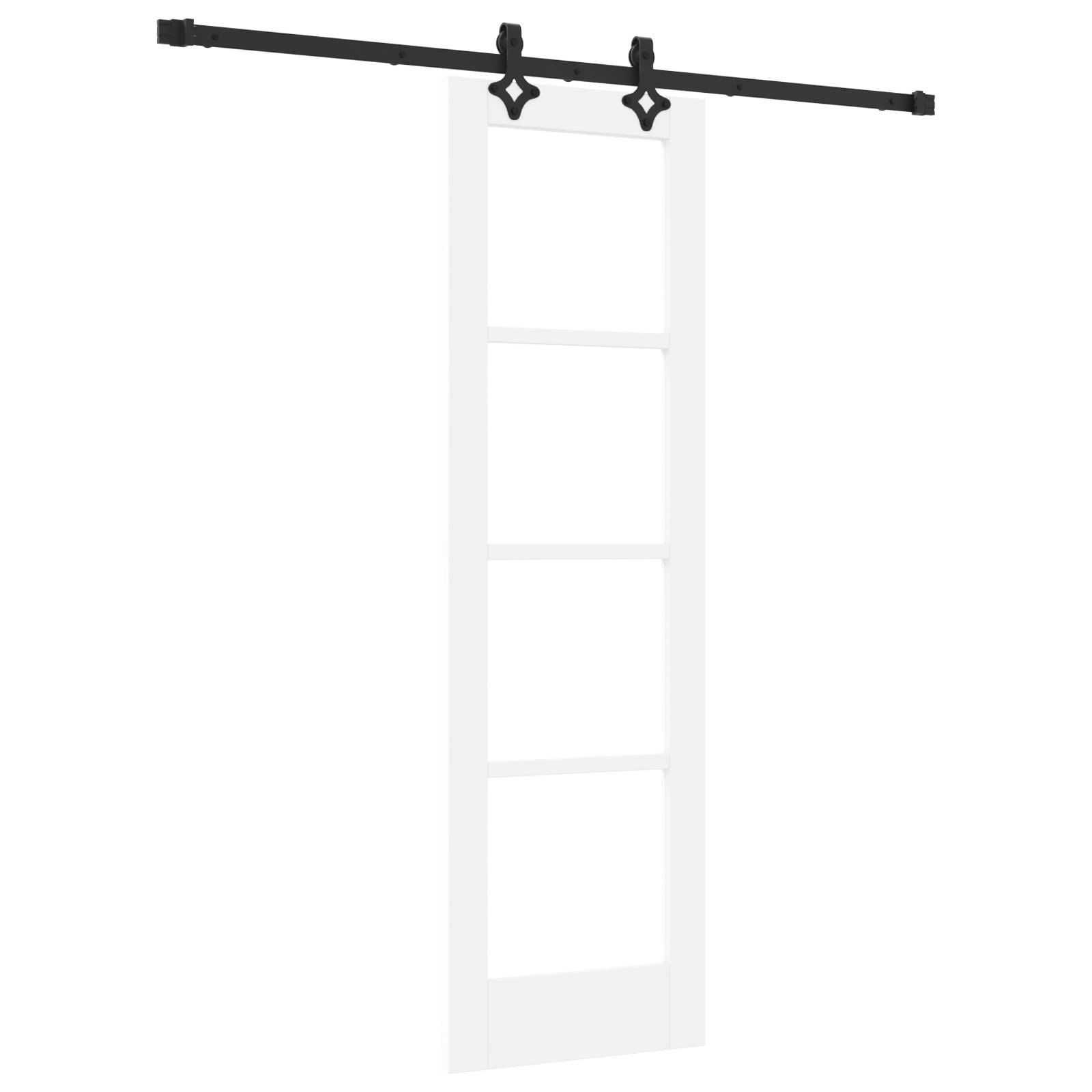 vidaXL Schiebetür mit Hardware-Set 'ORKDAL'Weiß Massivholz und Glas