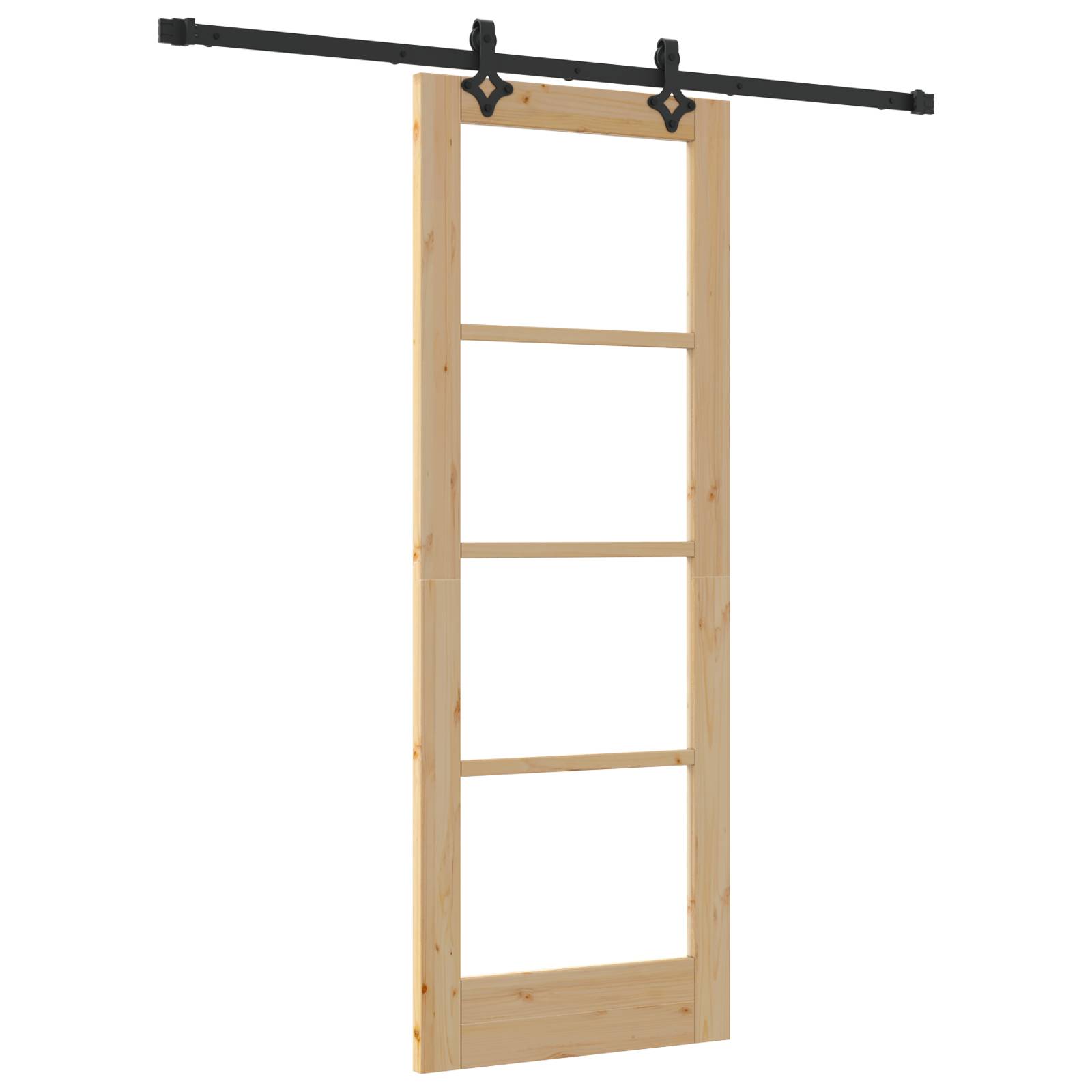 vidaXL Schiebetür mit Hardware-Set "ORKDAL" Massivholz & Glas