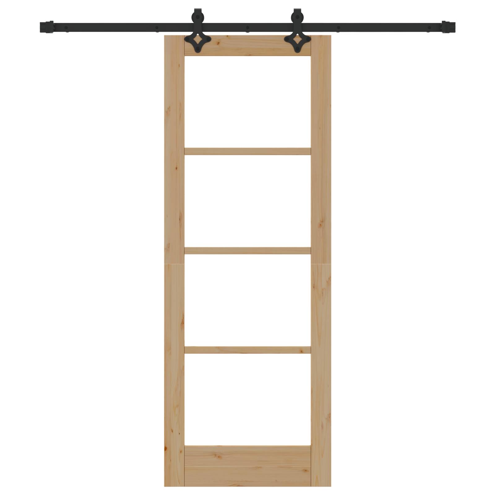 vidaXL Schiebetür mit Hardware-Set "ORKDAL" Massivholz & Glas