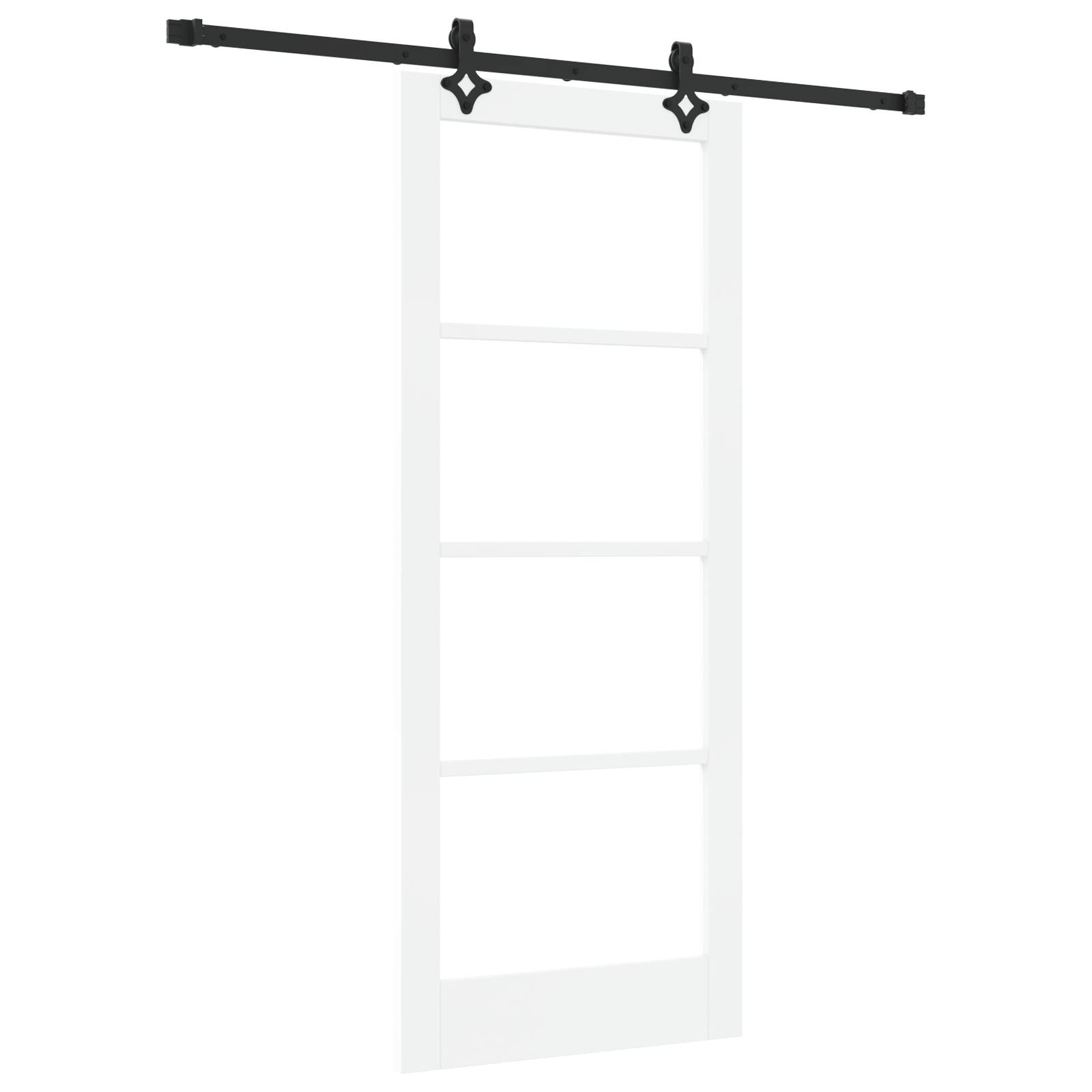 vidaXL Schiebetür mit Beschlägen Set 'ORKDAL'Weiß Massivholz & Glas