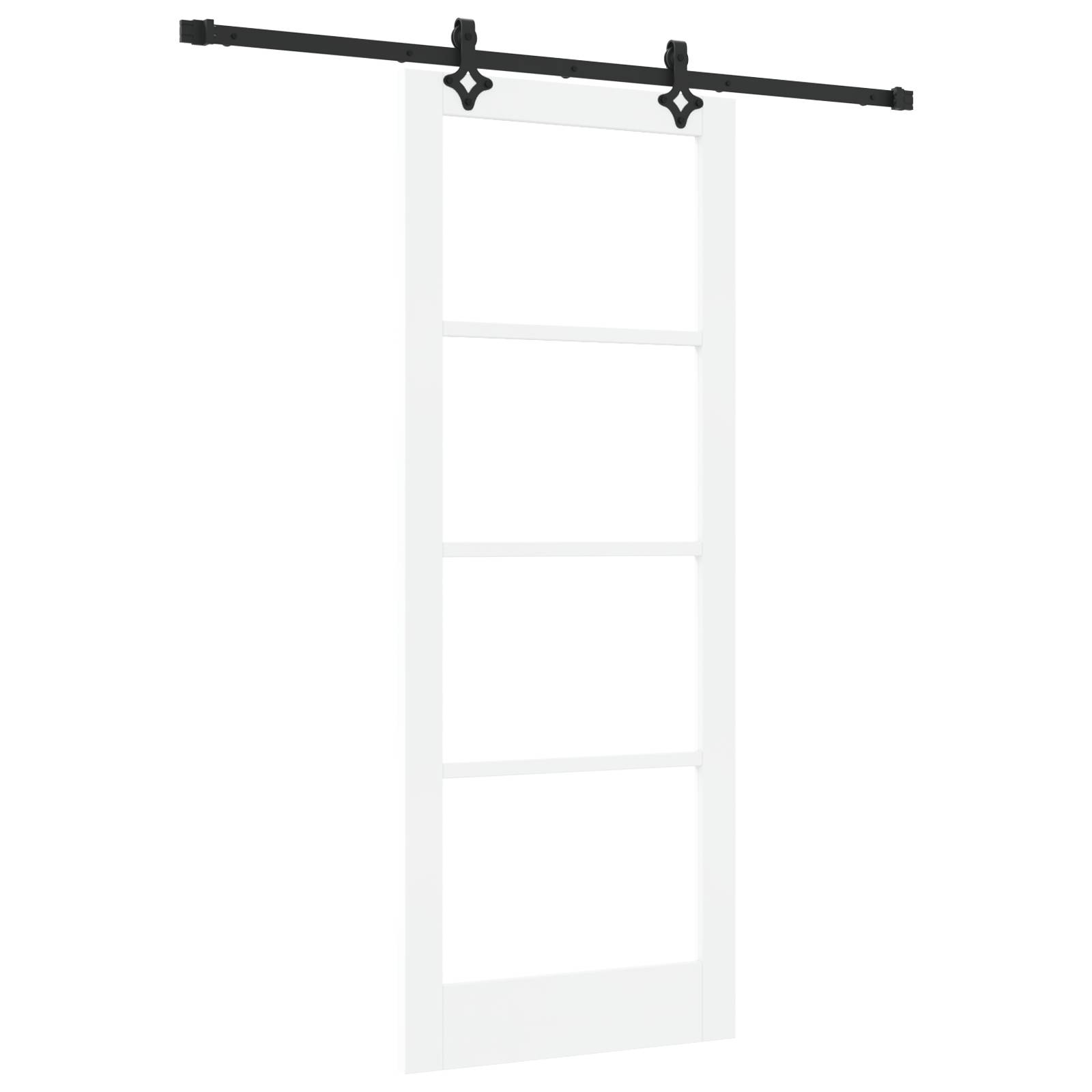 vidaXL Schiebetür mit Zubehör Set 'ORKDAL'Weißes Massivholz & Glas