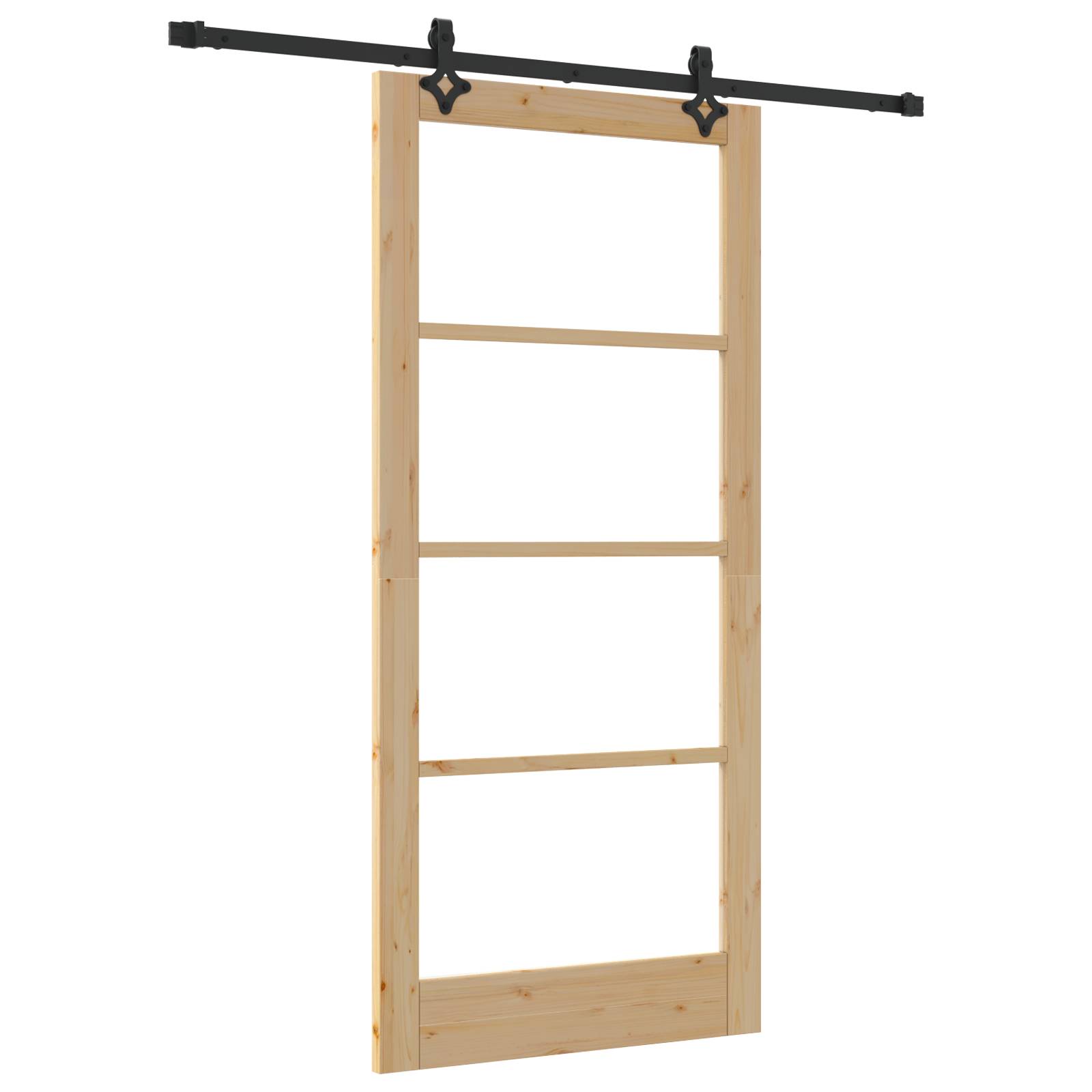 vidaXL Schiebetür mit Hardware-Set 'ORKDAL'aus massivem Holz & Glas