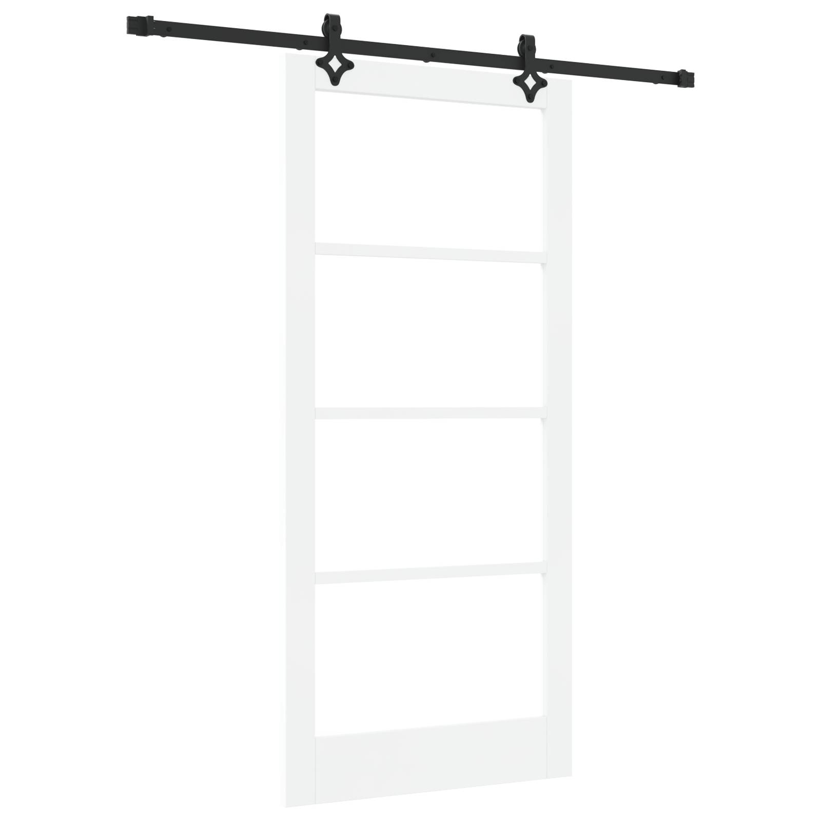 vidaXL Schiebetür mit Zubehör Set 'ORKDAL'Weiß Massivholz & Glas