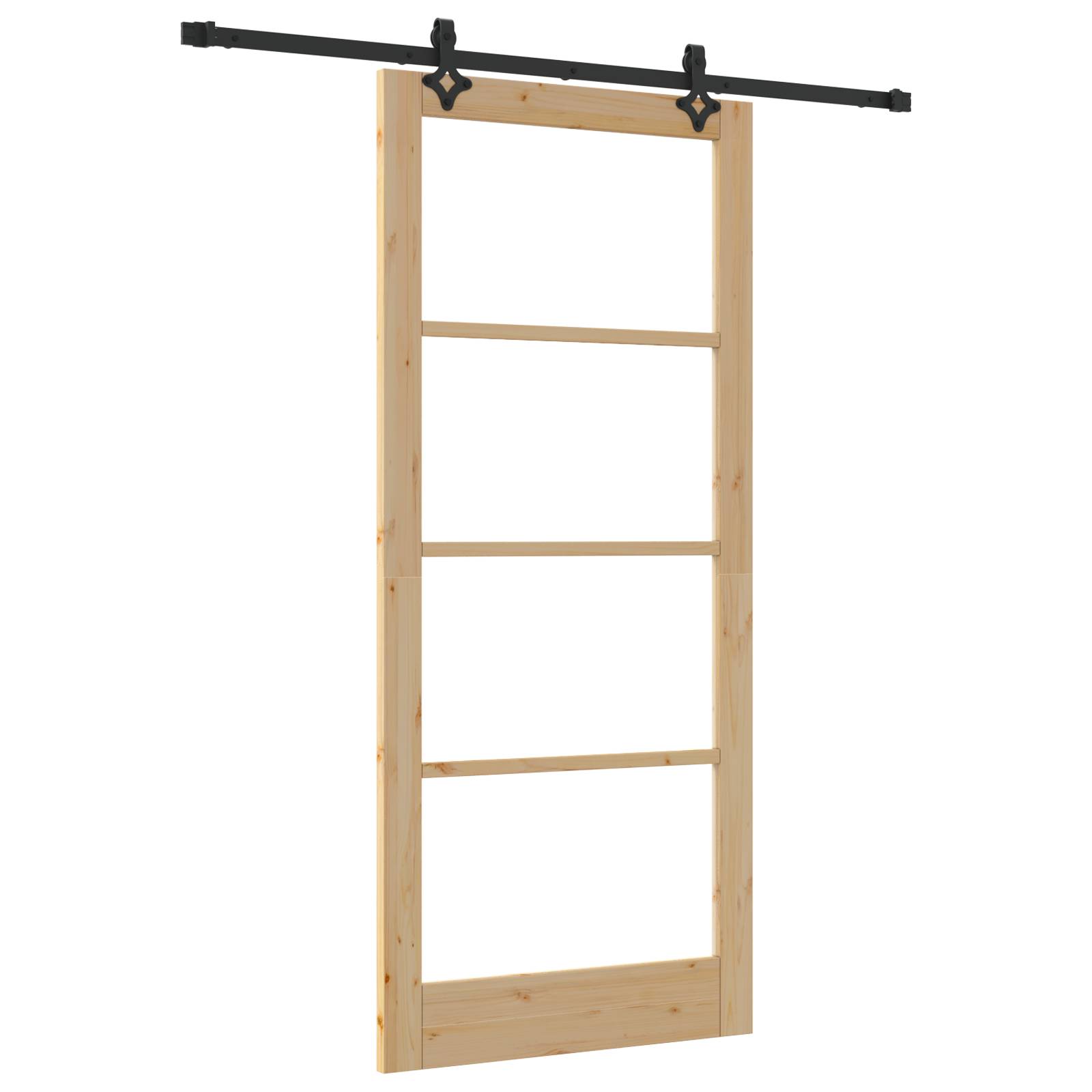 vidaXL Schiebetür mit Zubehörset 'ORKDAL'aus massivem Holz & Glas