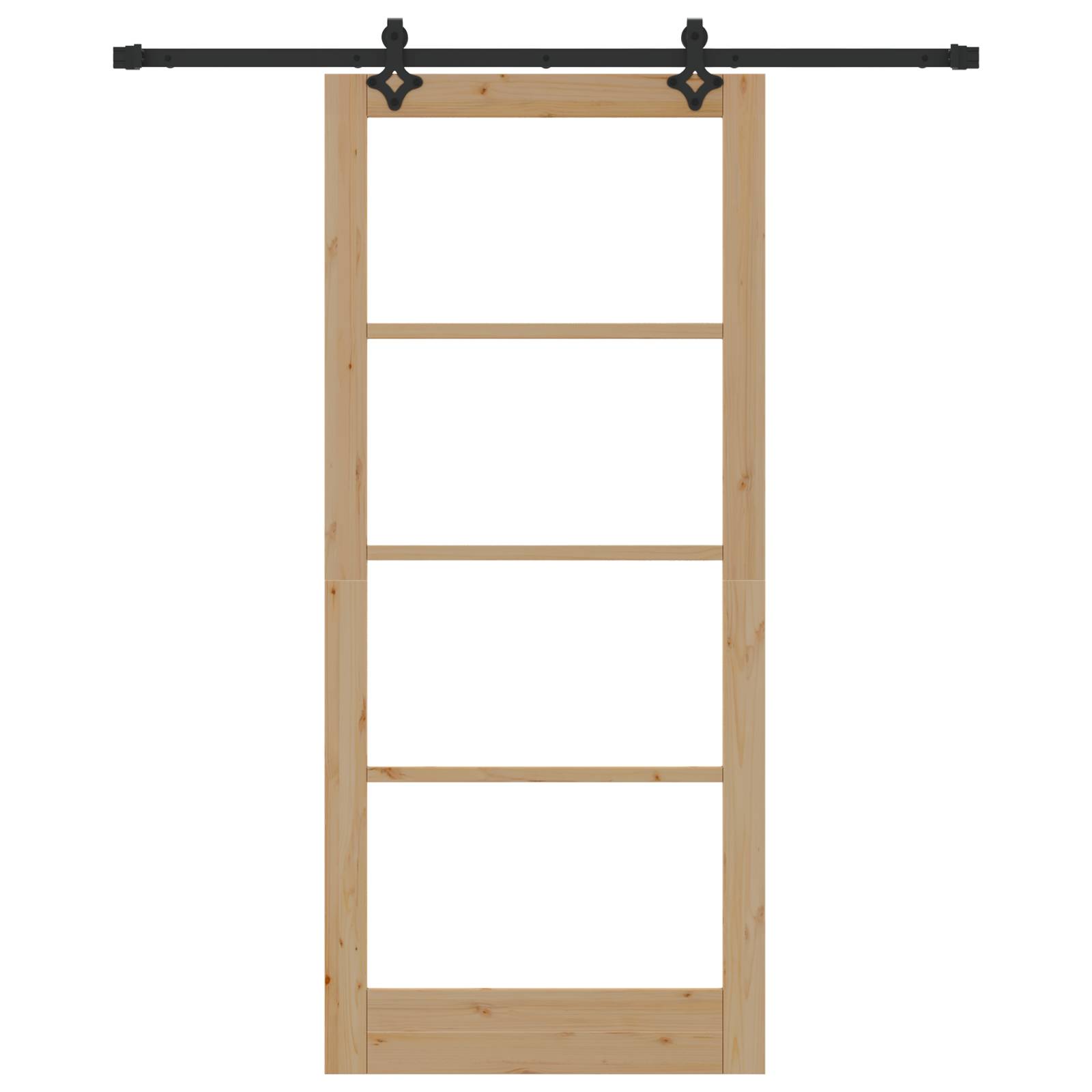 vidaXL Schiebetür mit Zubehörset 'ORKDAL'aus massivem Holz & Glas