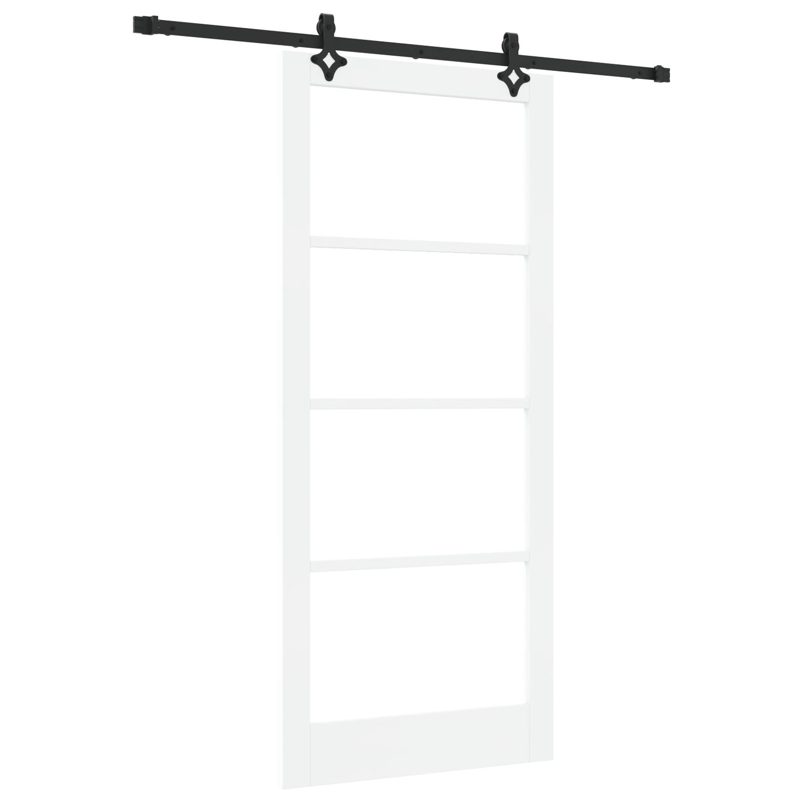 vidaXL Schiebetür mit Zubehör Set "ORKDAL" Weiß Massivholz & Glas