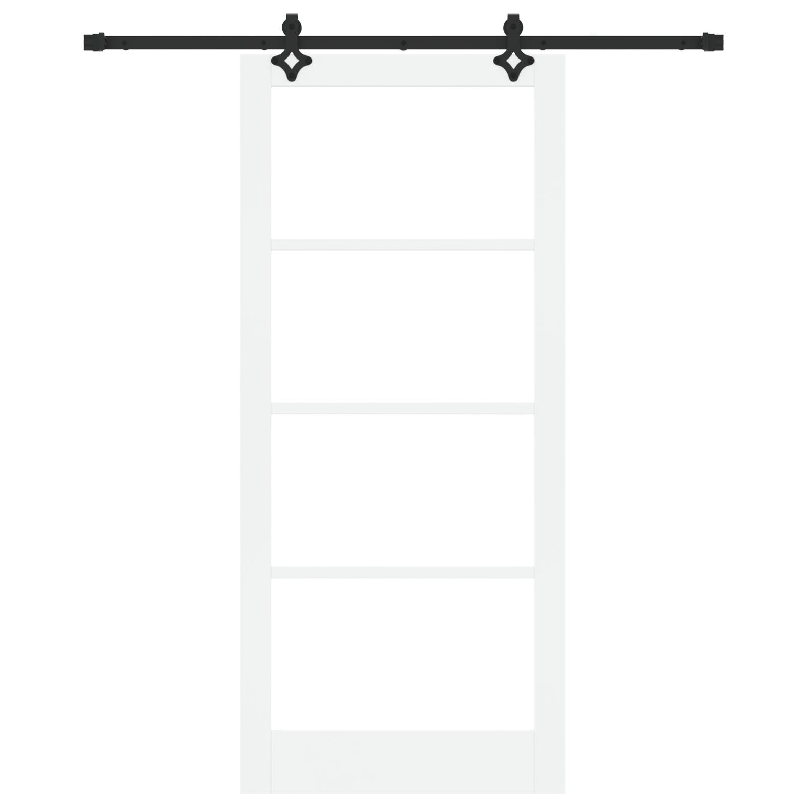 vidaXL Schiebetür mit Zubehör Set "ORKDAL" Weiß Massivholz & Glas