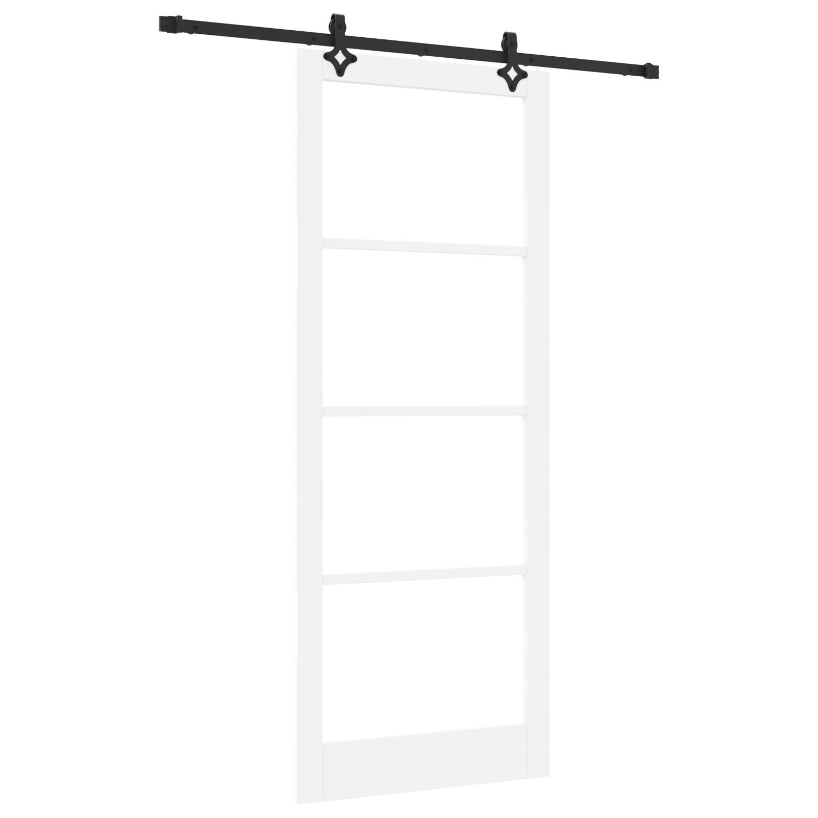 vidaXL Schiebetür mit Zubehör Set 'ORKDAL'Weiß Massivholz & Glas