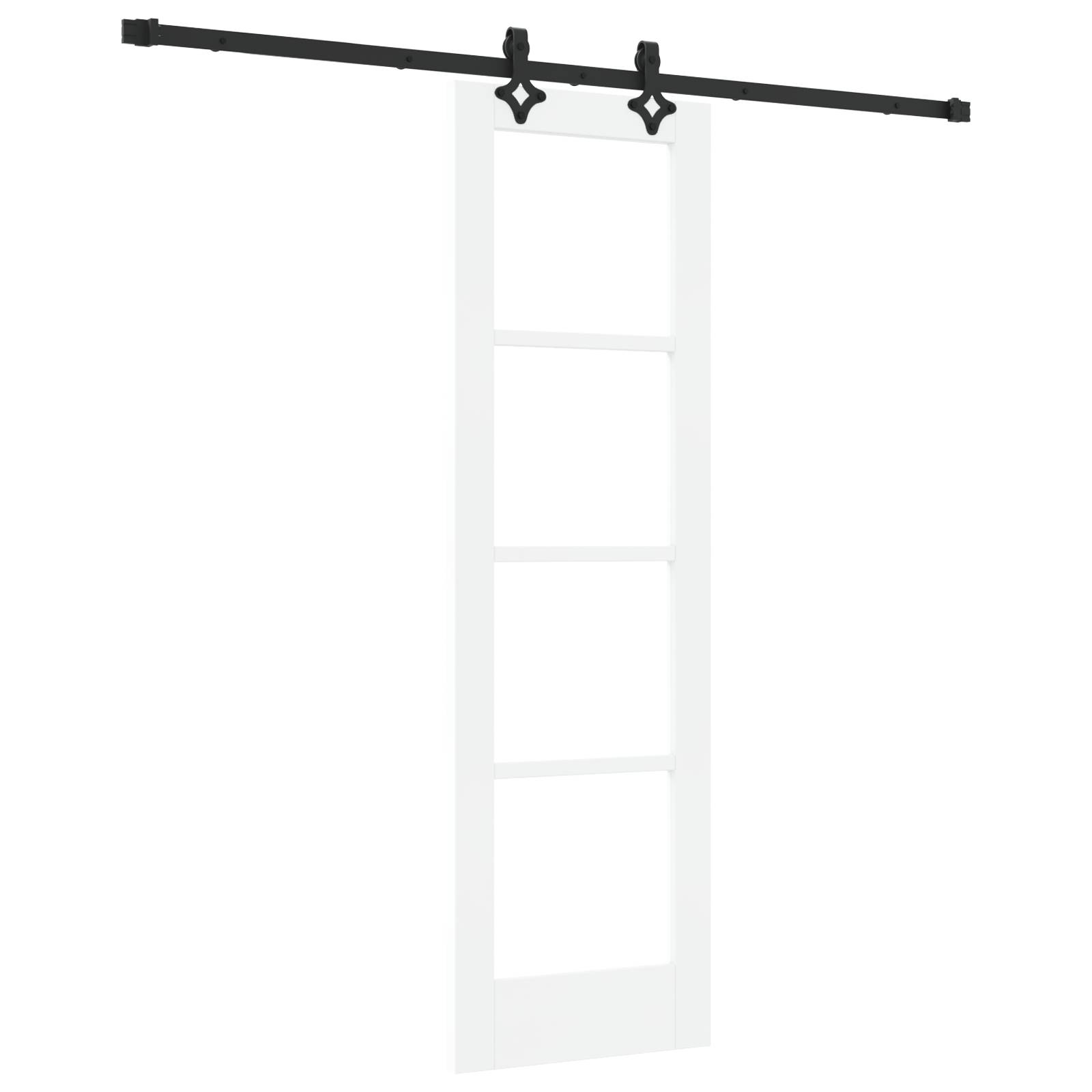 vidaXL Schiebetür mit Zubehör-Set 'ORKDAL'Weiß aus massivem Holz & Glas