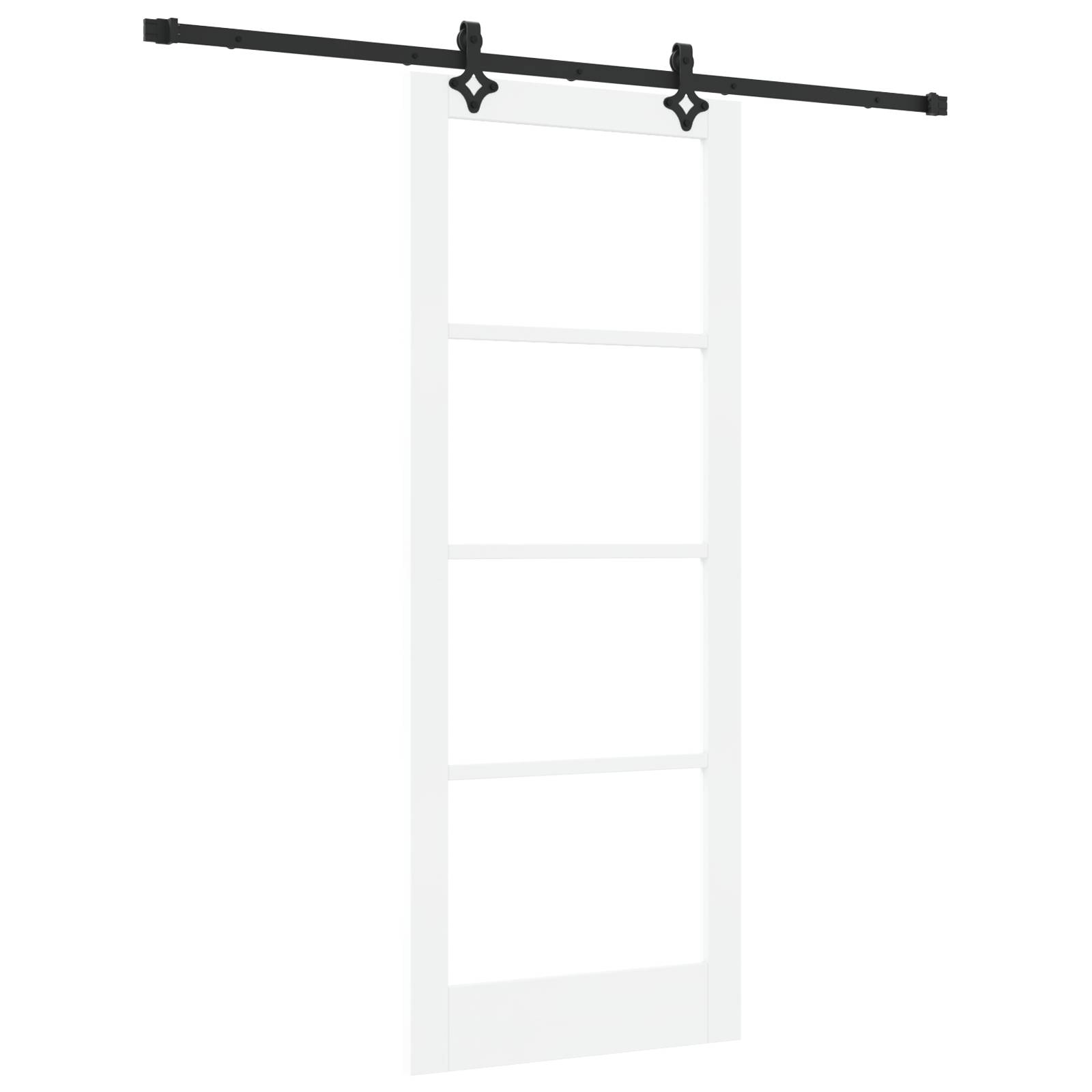 vidaXL Schiebetür mit Hardware-Set "ORKDAL" in Weiß Massivholz & Glas