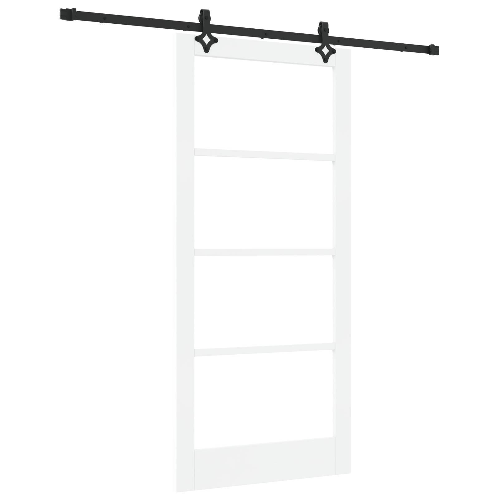 vidaXL Schiebetür mit Hardware Set 'ORKDAL'Weiß Massivholz & Glas