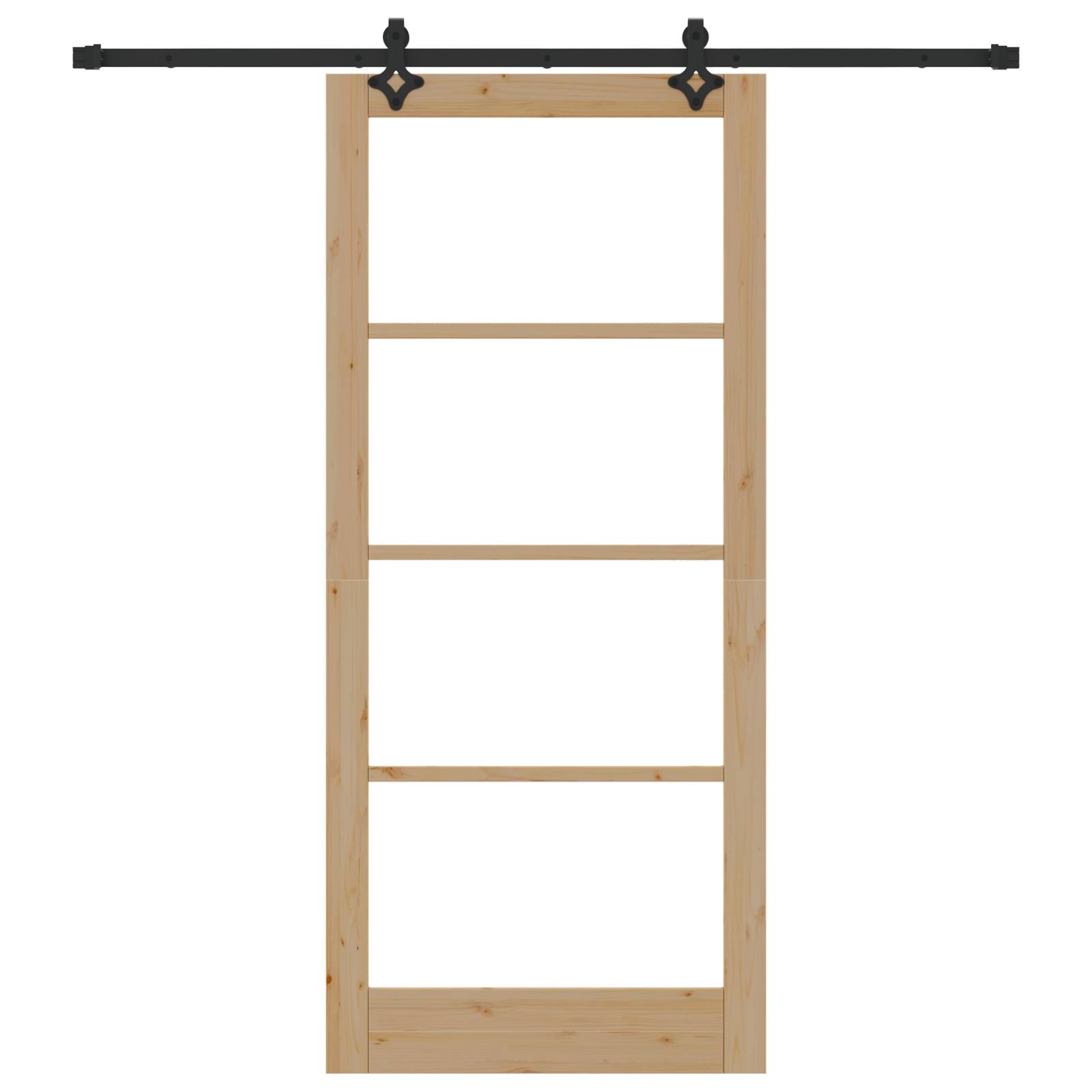 vidaXL Schiebetür mit Hardware-Set 'ORKDAL'Massivholz & Glas
