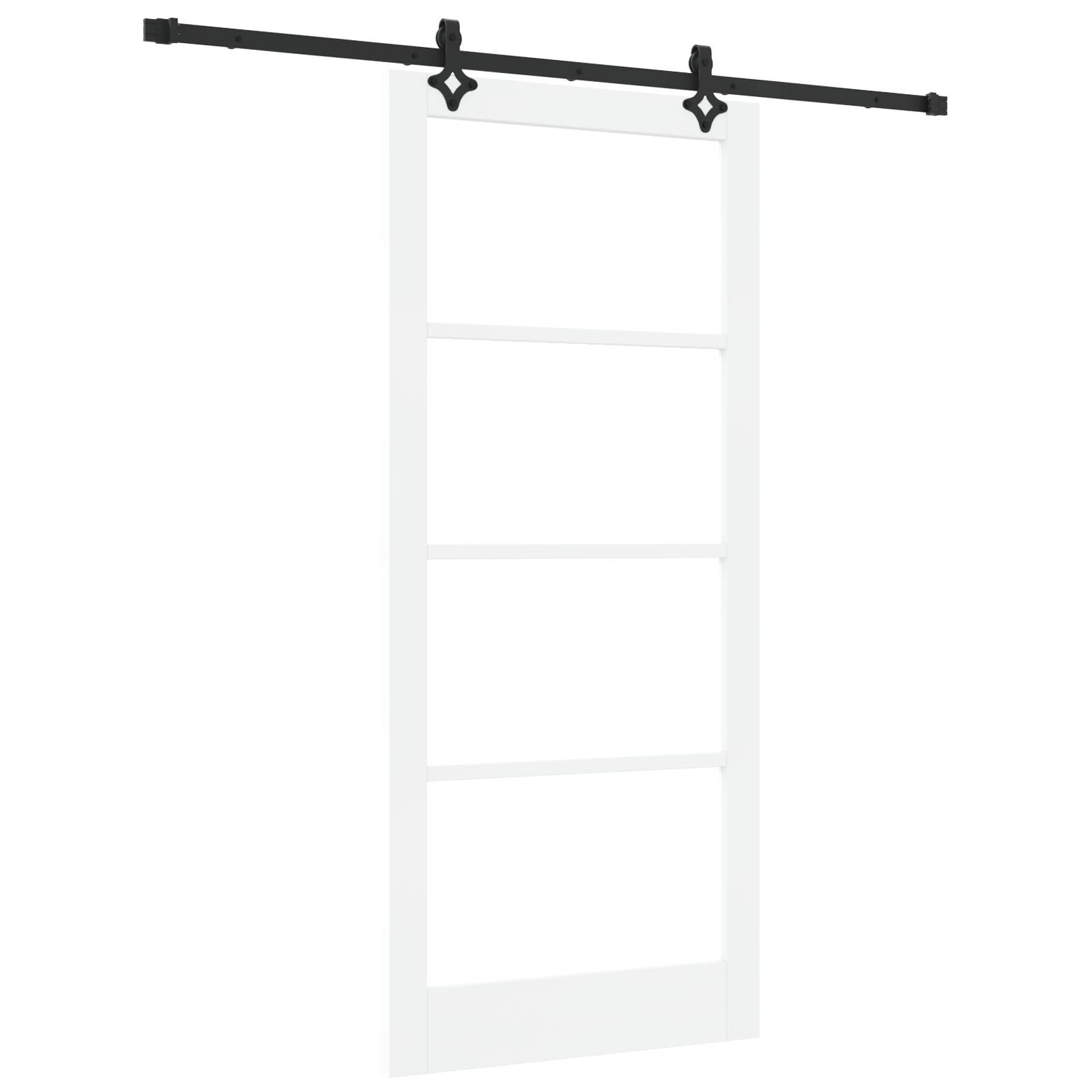 vidaXL Schiebetür mit Hardware Set 'ORKDAL'Weiß Massivholz & Glas