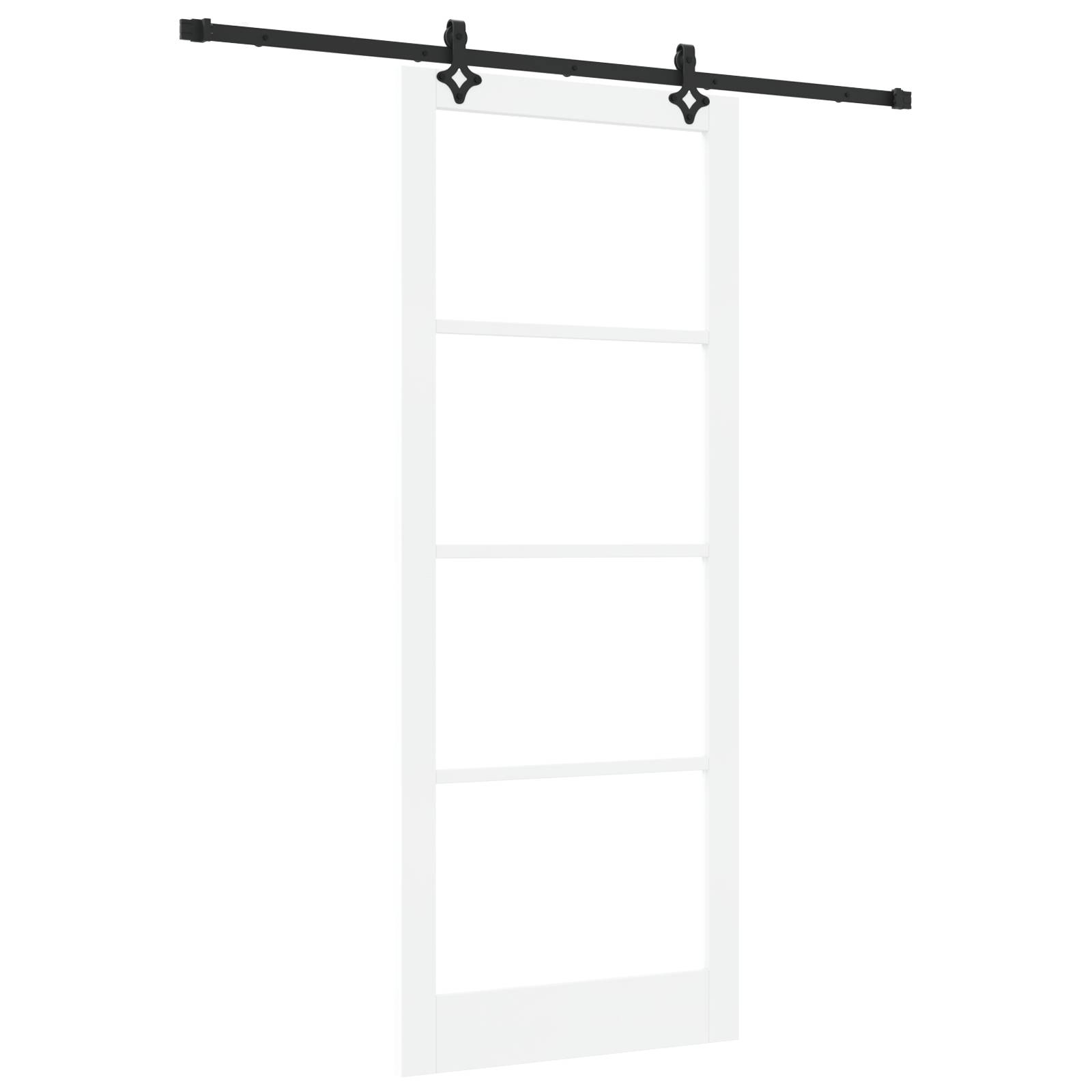 vidaXL Schiebetür mit Hardware-Set 'ORKDAL'Weiß Massivholz & Glas