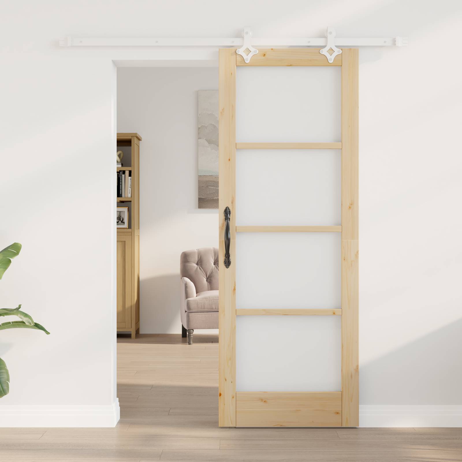 vidaXL Schiebetür mit Hardware-Set 73,5x198,5 cm Massivholz Kiefer