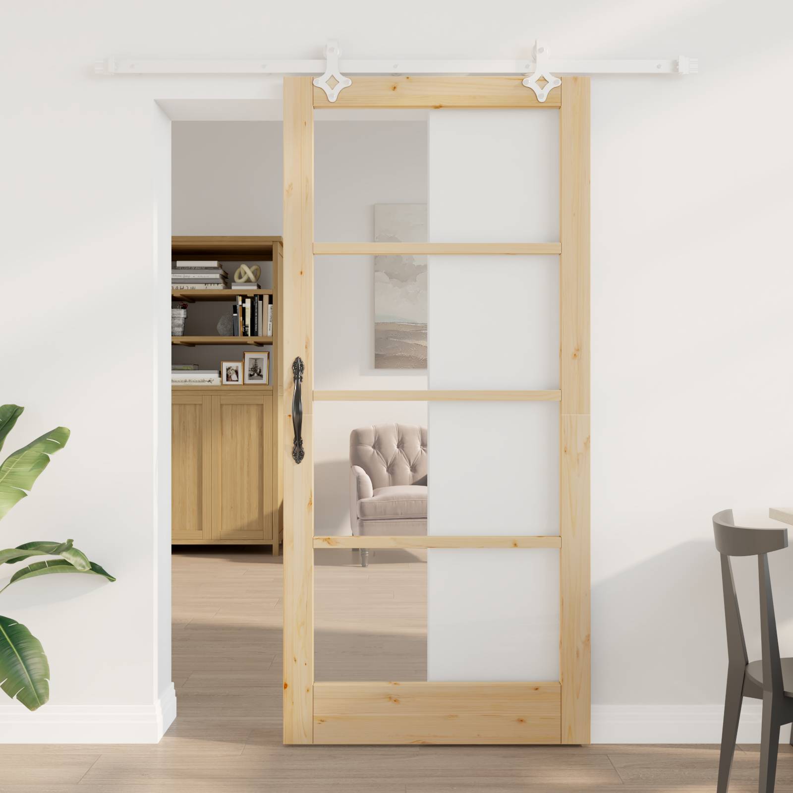 vidaXL Schiebetür mit Hardware-Set 93x202 cm Massivholz Kiefer