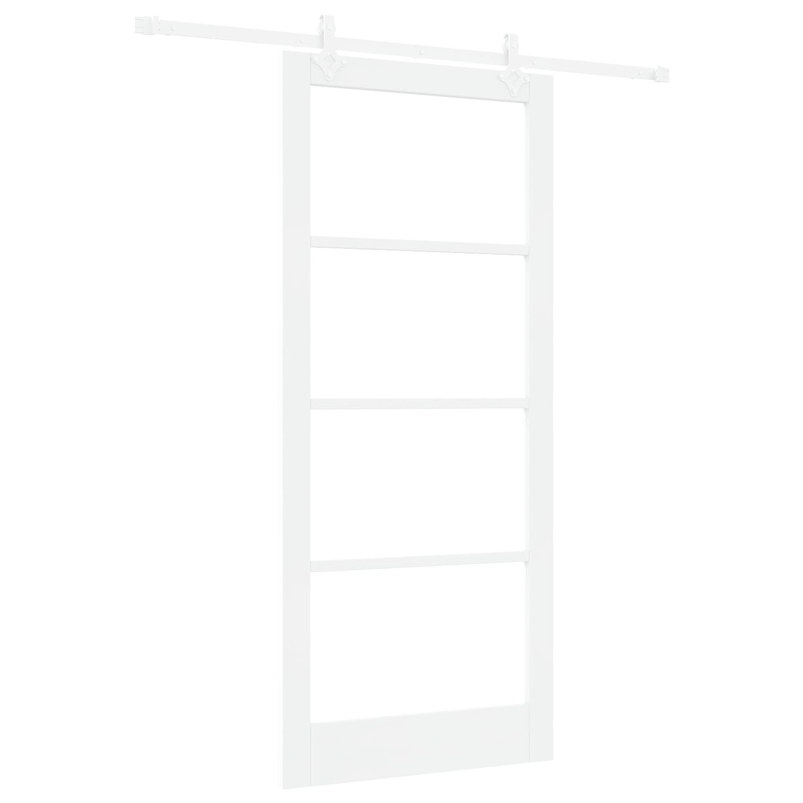 vidaXL Schiebetür mit Zubehör-Set Weiß 93x211 cm Massivholz Kiefer