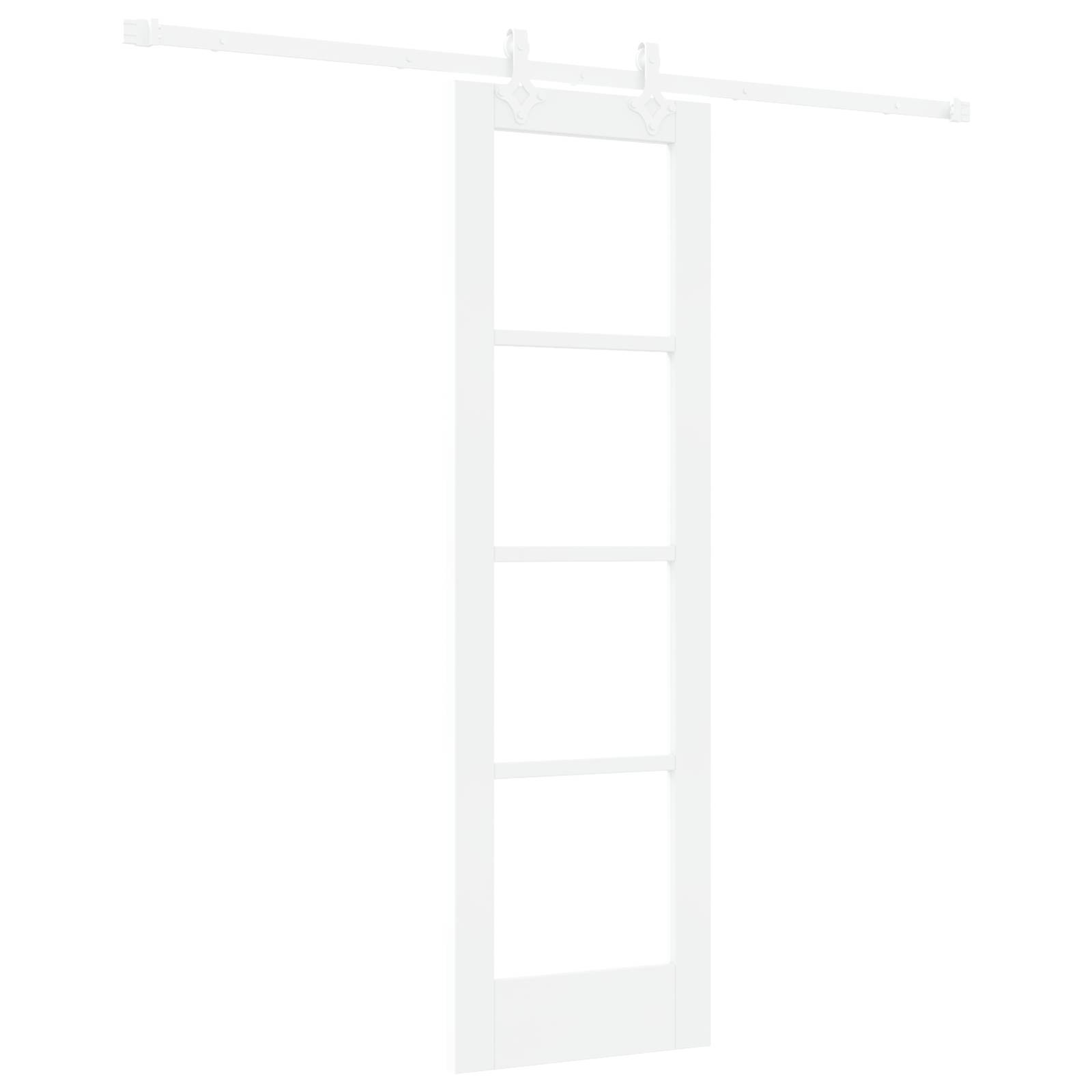 vidaXL Schiebetür mit Zubehör Set Weiß 61x198,5 cm aus massivem Holz