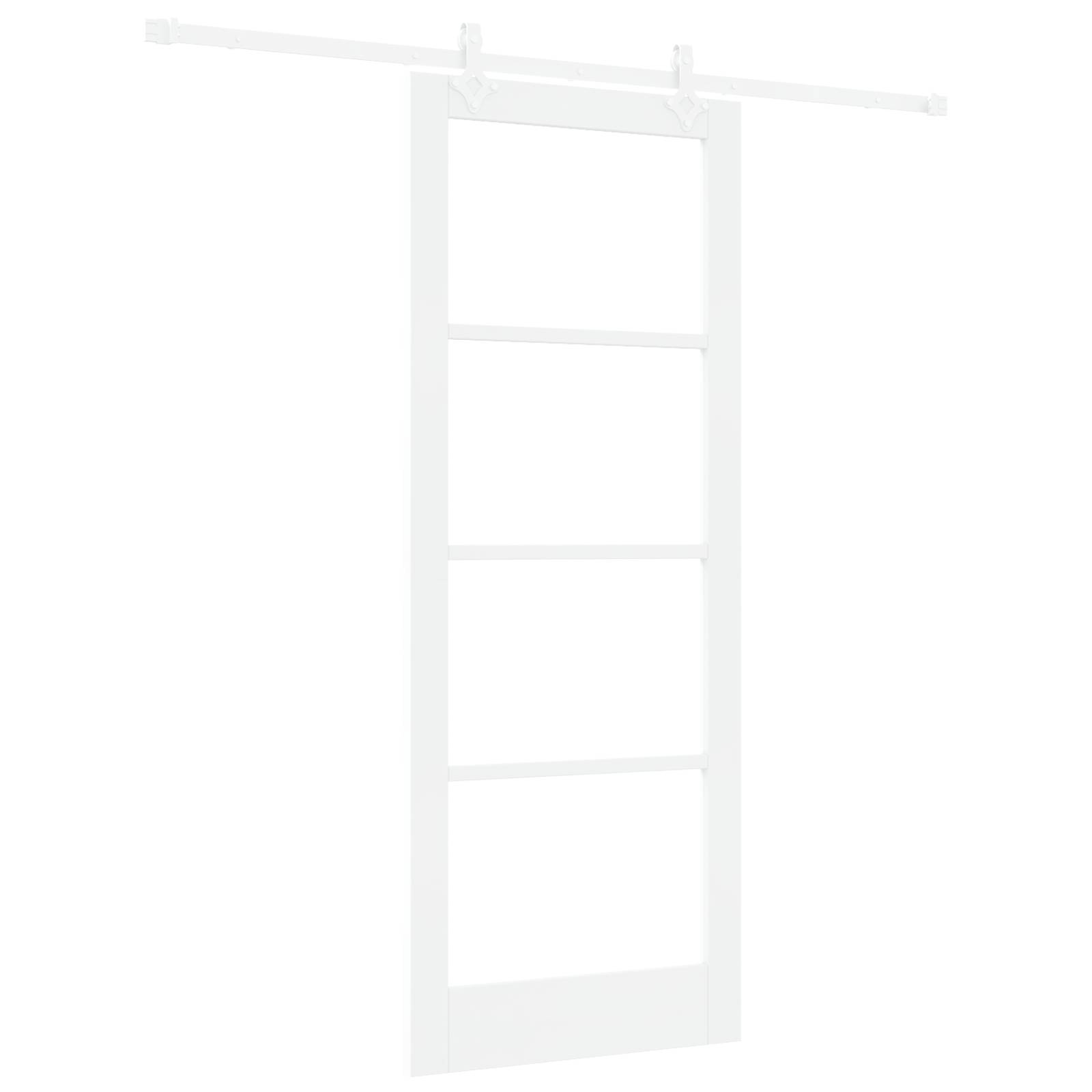 vidaXL Schiebetür mit Beschlagsatz Weiß 83x211 cm Massivholz Kiefer