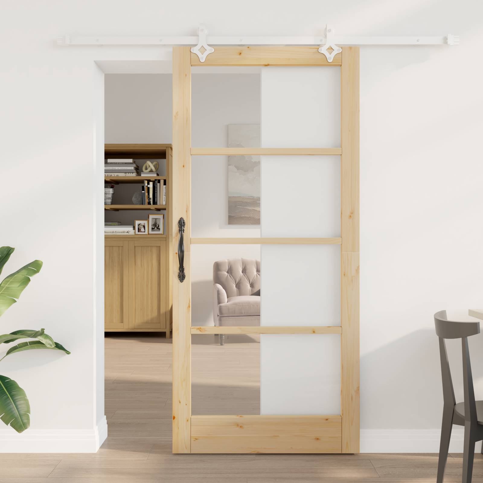 vidaXL Schiebetür mit Hardware-Set 93x202 cm Massivholz Kiefer