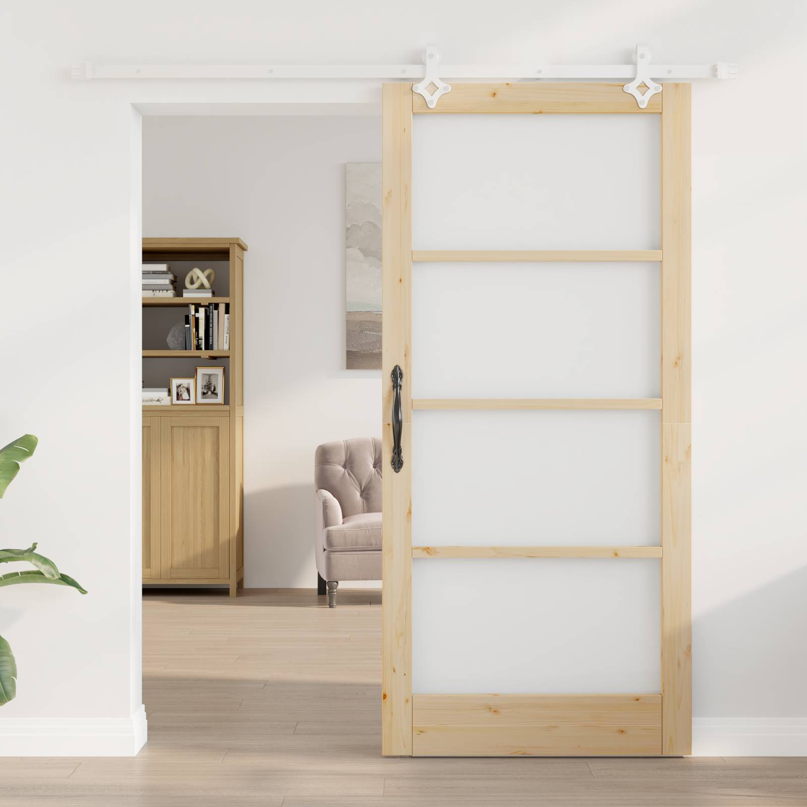 vidaXL Schiebetür mit Hardware-Set 93x202 cm Massivholz Kiefer