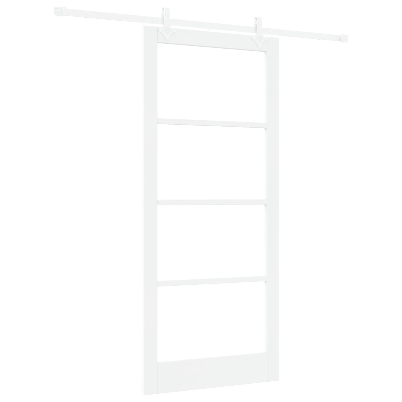 vidaXL Schiebetür mit Zubehör-Set Weiß 93x211 cm Massivholz Kiefer