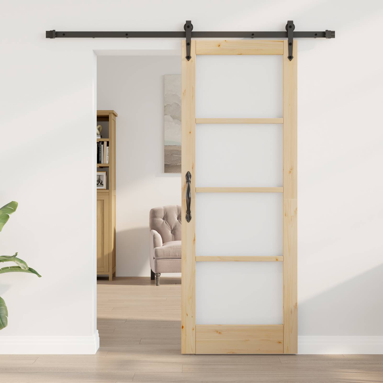 vidaXL Schiebetür mit Zubehör Set 73,5 x 198,5 cm Massivholz Kiefer