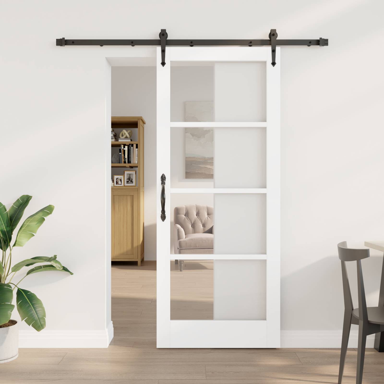 vidaXL Schiebetür mit Beschlägen Set Weiß 83x202 cm Massivholz Kiefer