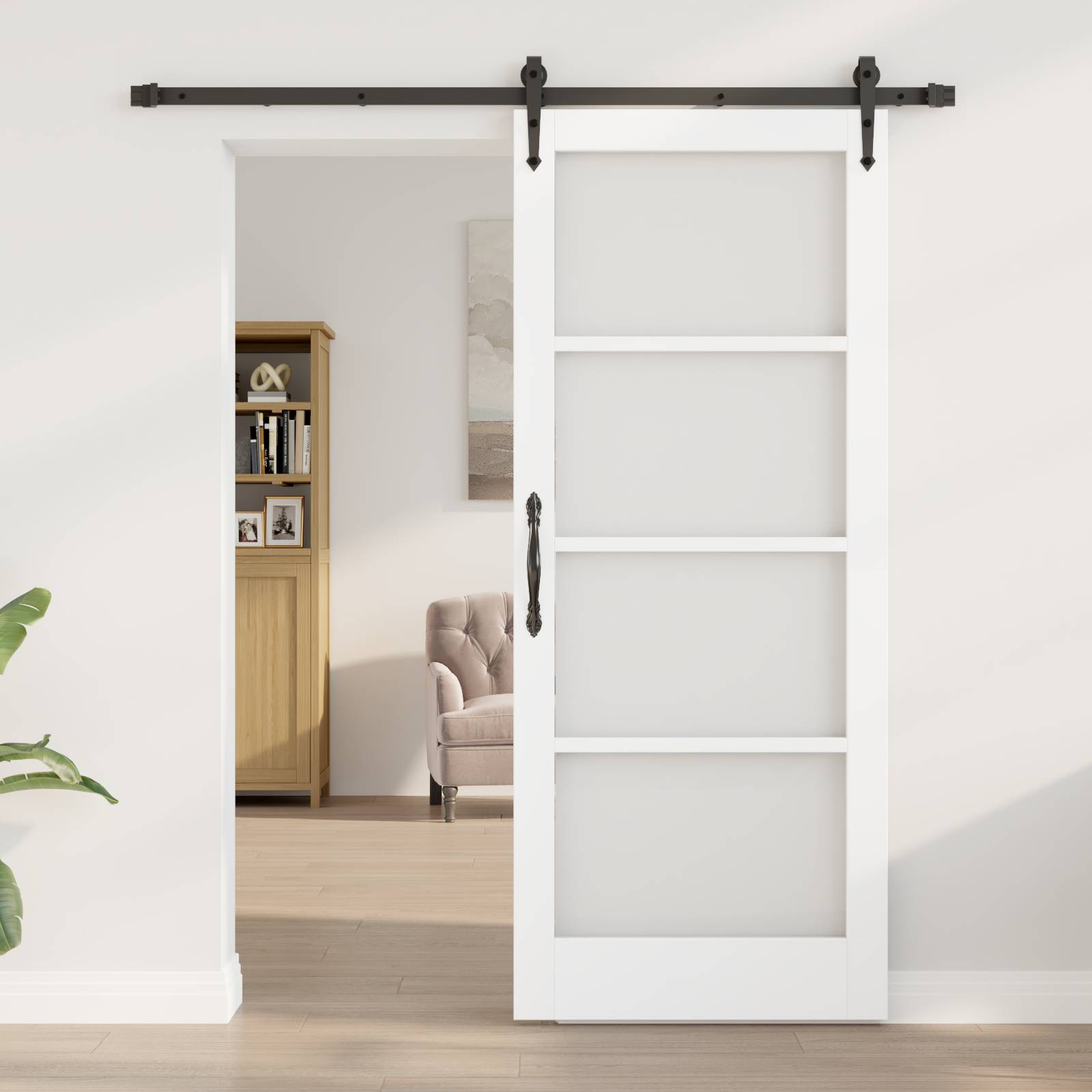 vidaXL Schiebetür mit Beschlägen Set Weiß 83x202 cm Massivholz Kiefer