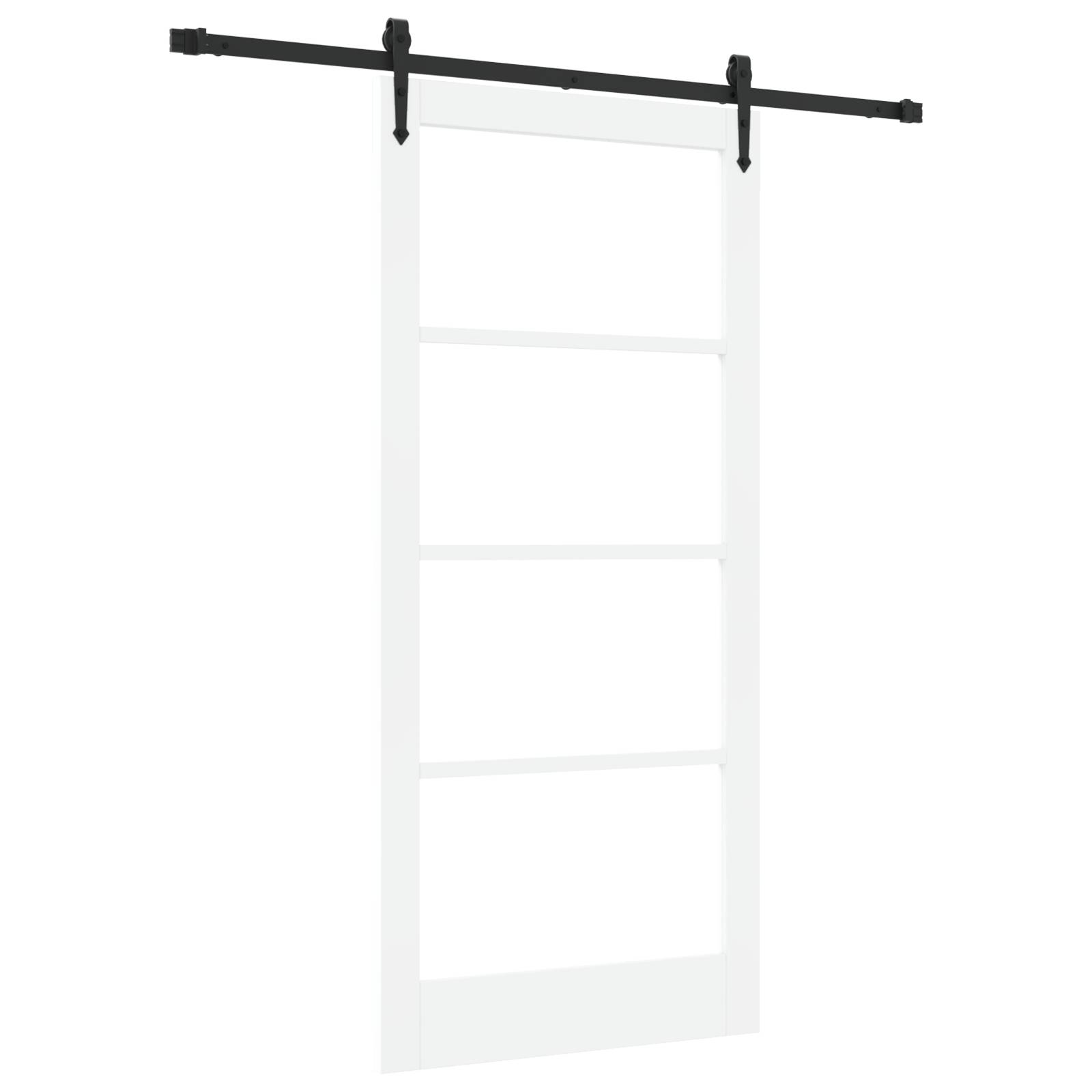 vidaXL Schiebetür mit Zubehörset Weiß 93x202 cm Massivholz Kiefer