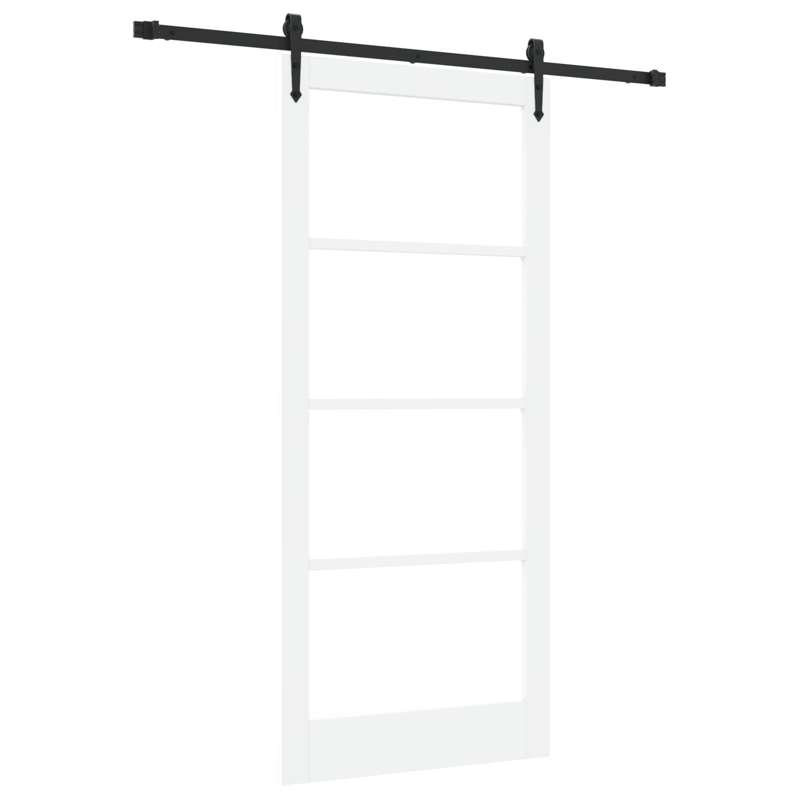 vidaXL Schiebetür mit Zubehörset Weiß 93x211 cm Massivholz Kiefer