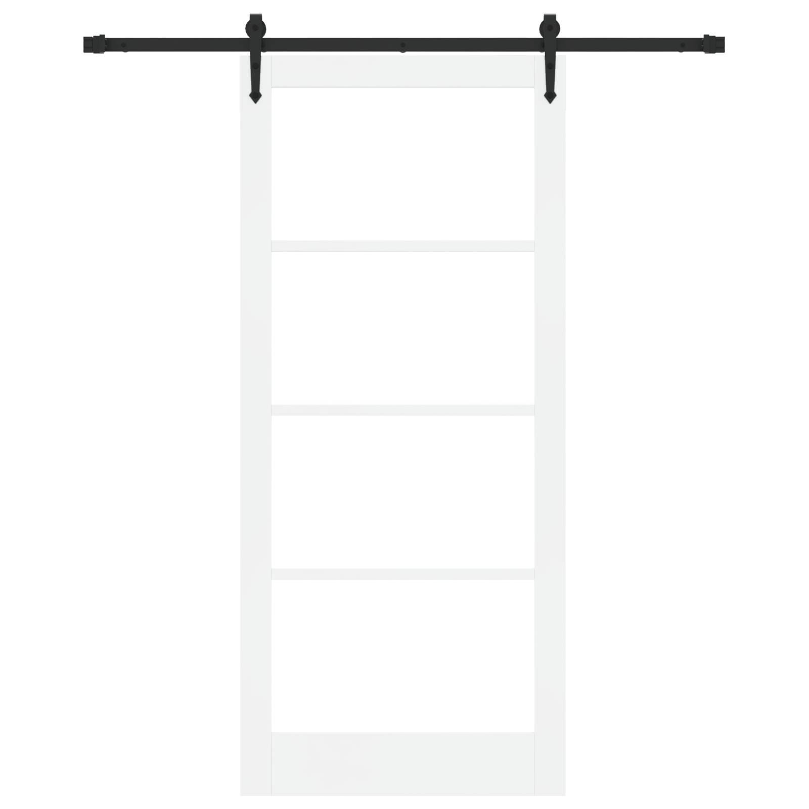 vidaXL Schiebetür mit Zubehörset Weiß 93x211 cm Massivholz Kiefer
