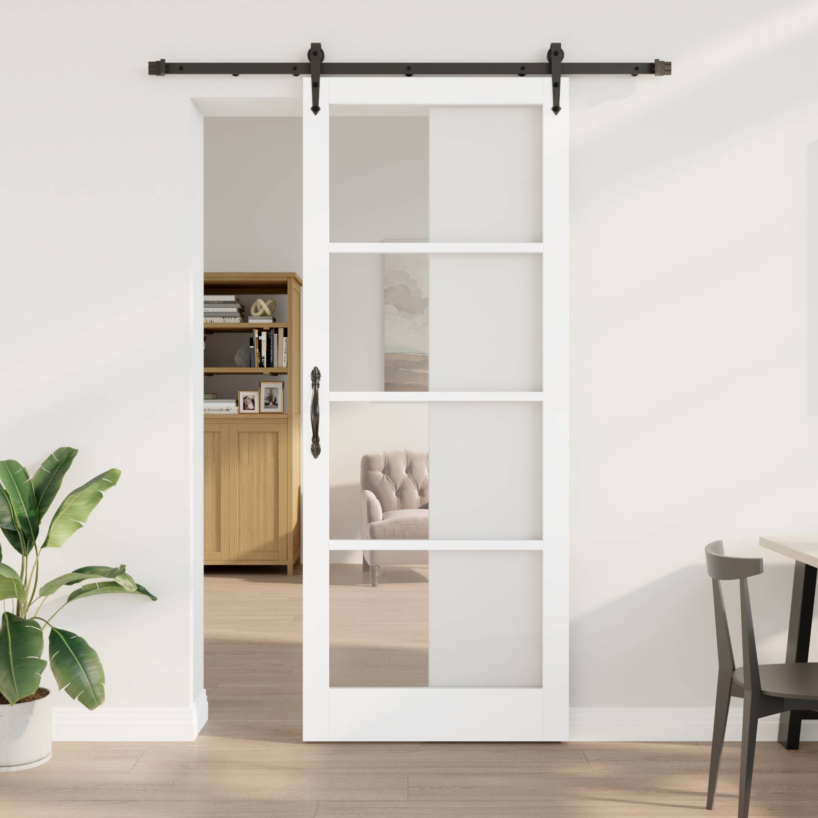 vidaXL Schiebetür mit Hardware-Set Weiß 93x232 cm Massivholz Kiefer