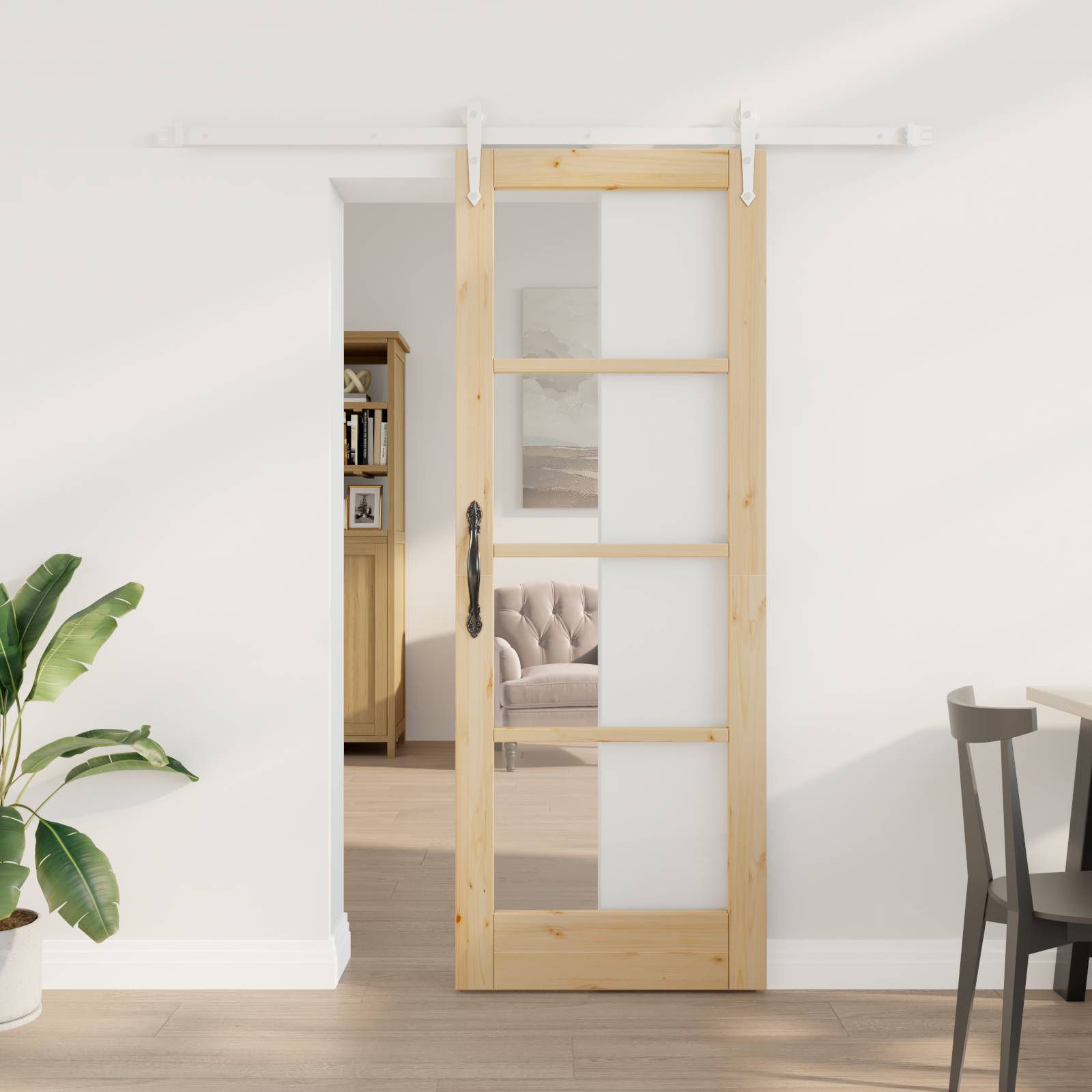 vidaXL Schiebetür mit Montageset 73.5x198.5 cm Massivholz Kiefer