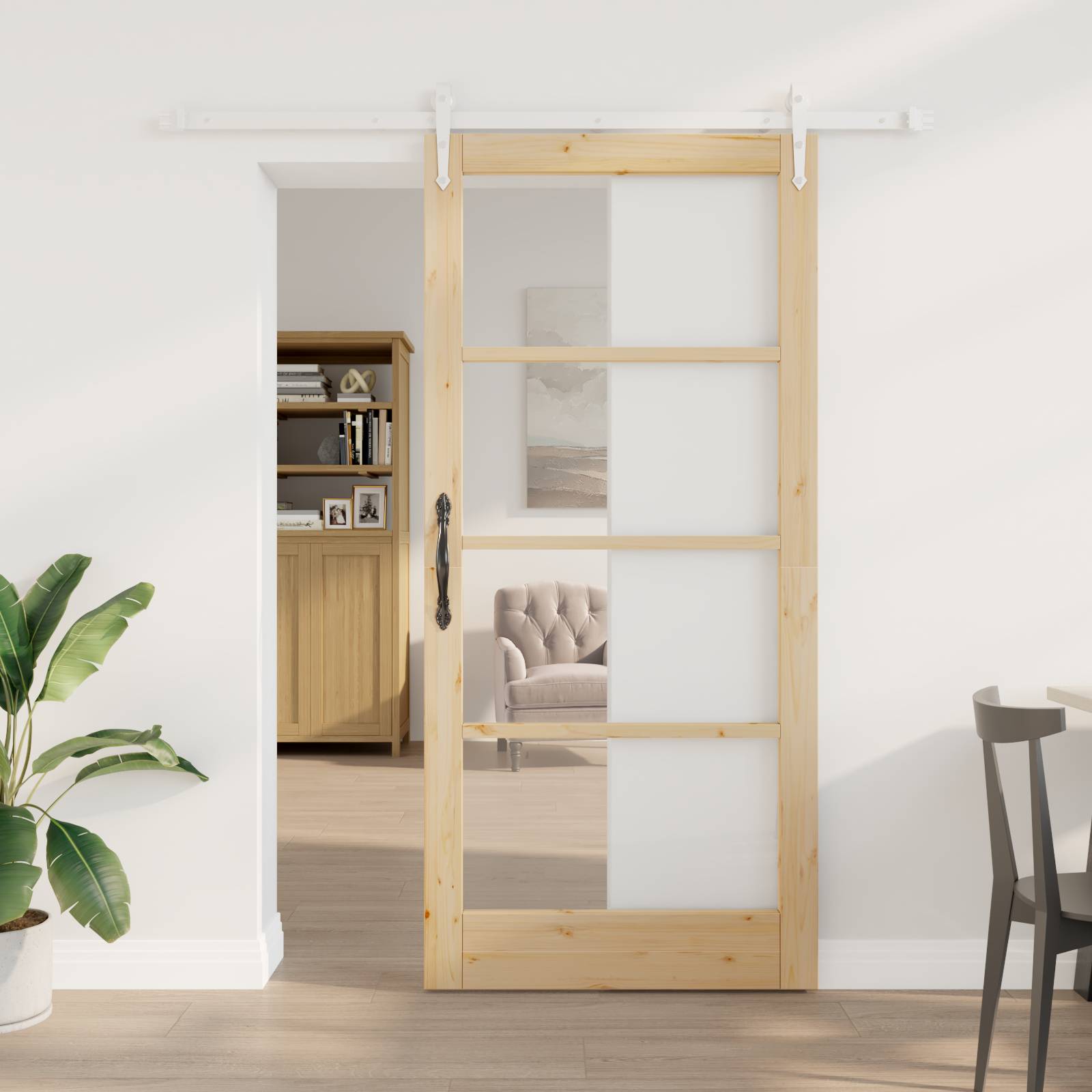 vidaXL Schiebetür mit Hardware Set 93x202 cm Massivholz Kiefer