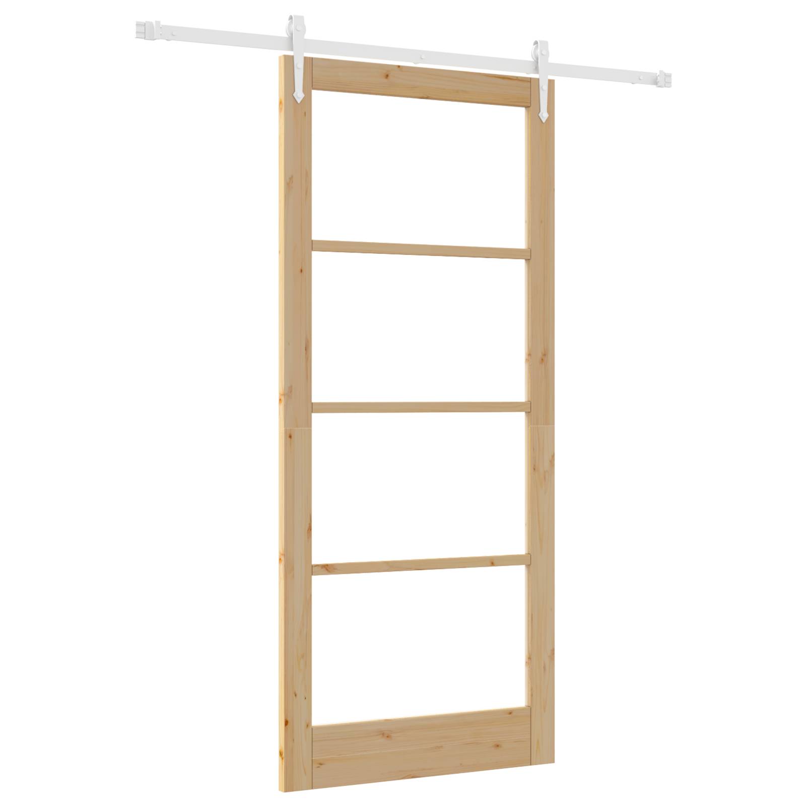 vidaXL Schiebetür mit Beschlägen Set 93x211 cm Massivholz Kiefer