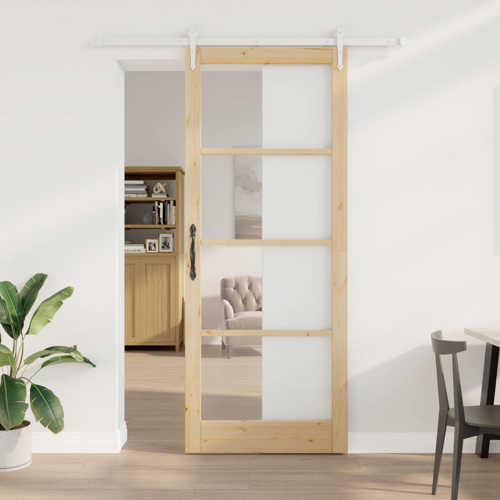 vidaXL Schiebetür mit Hardware-Set 93x232 cm Massivholz Kiefer